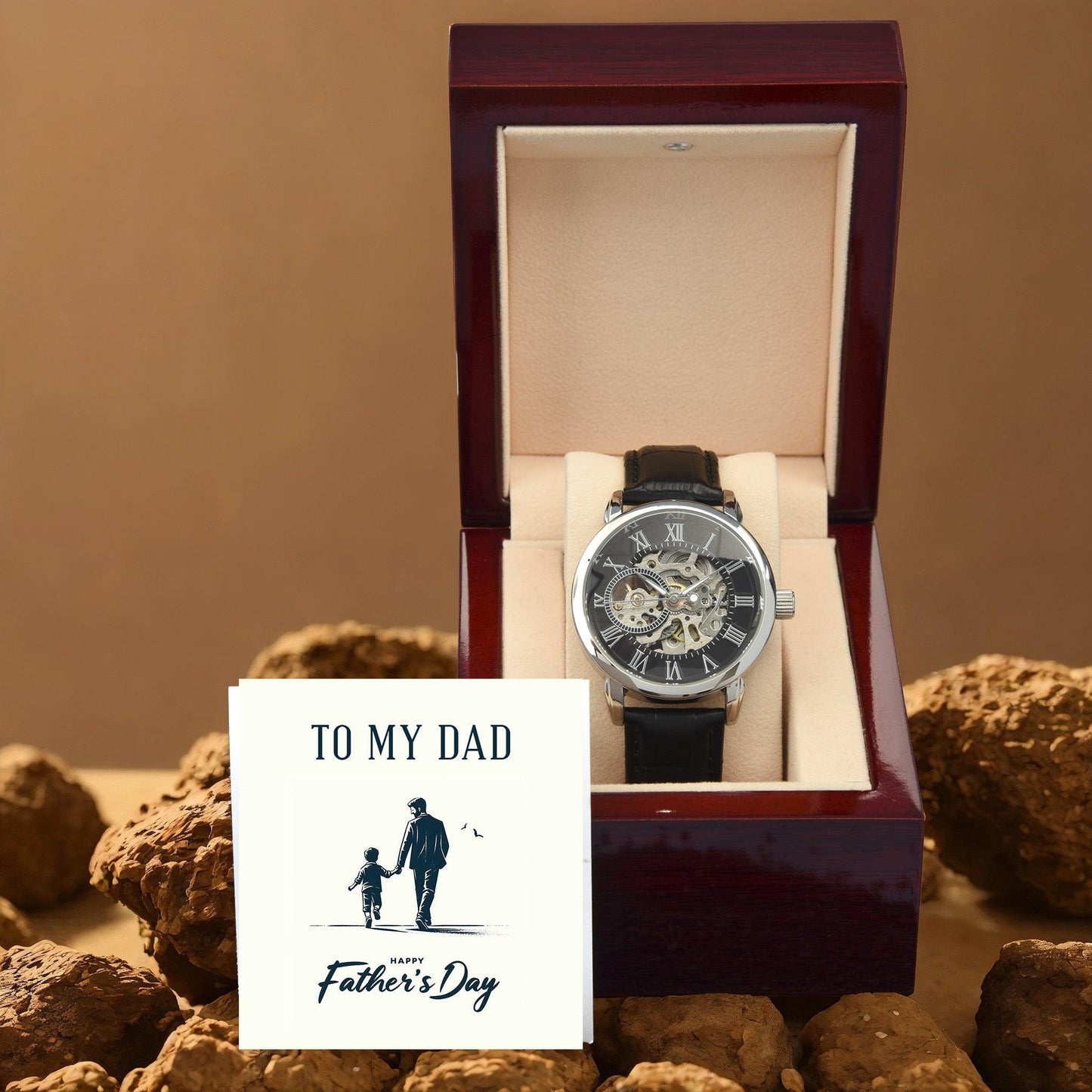 To My Dad Happy Father's Day Men's Openwork Watch with Gift Box - Mallard Moon Gift Shop