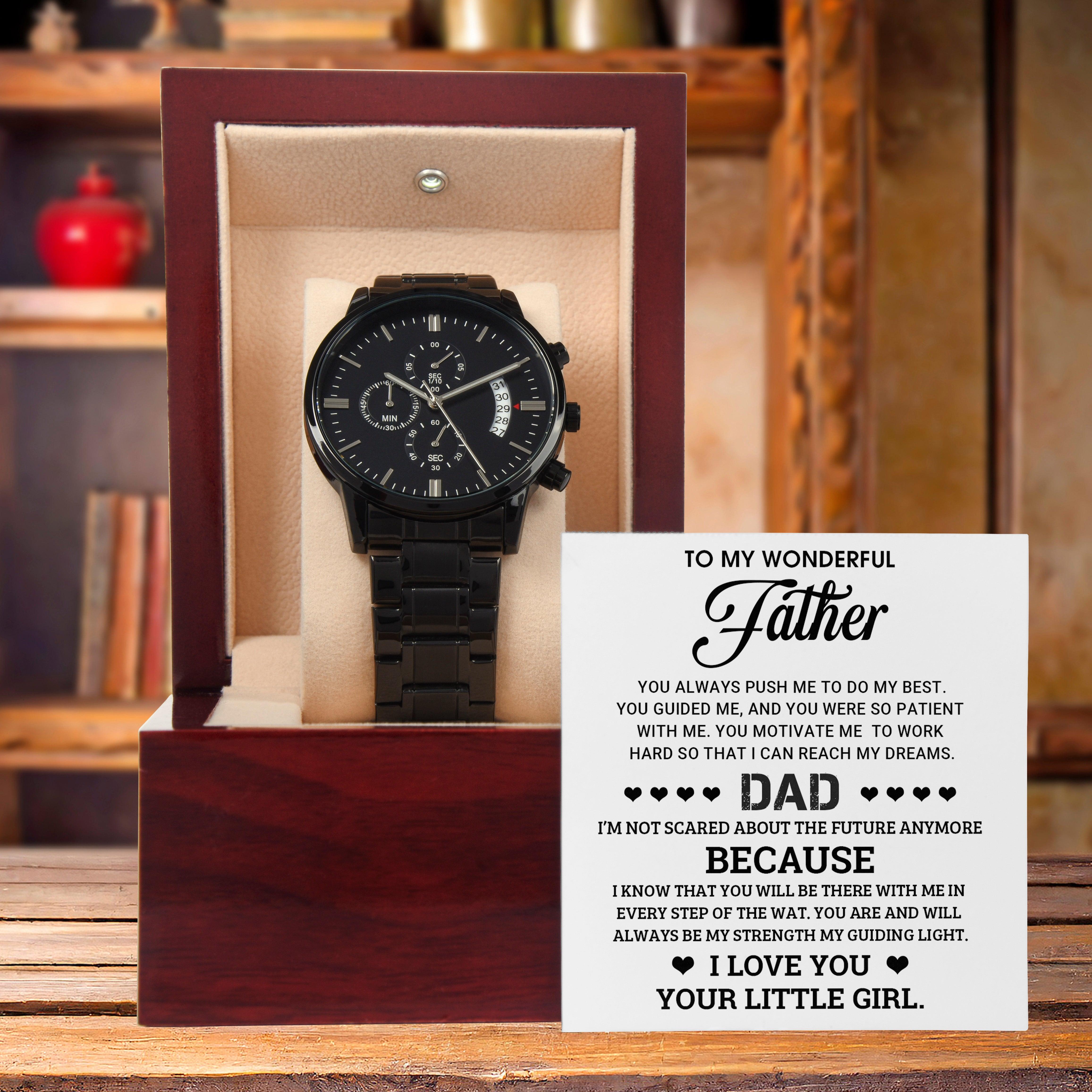 To My Wonderful Father You Are My Guiding Light Black Chronograph Watch - Mallard Moon Gift Shop