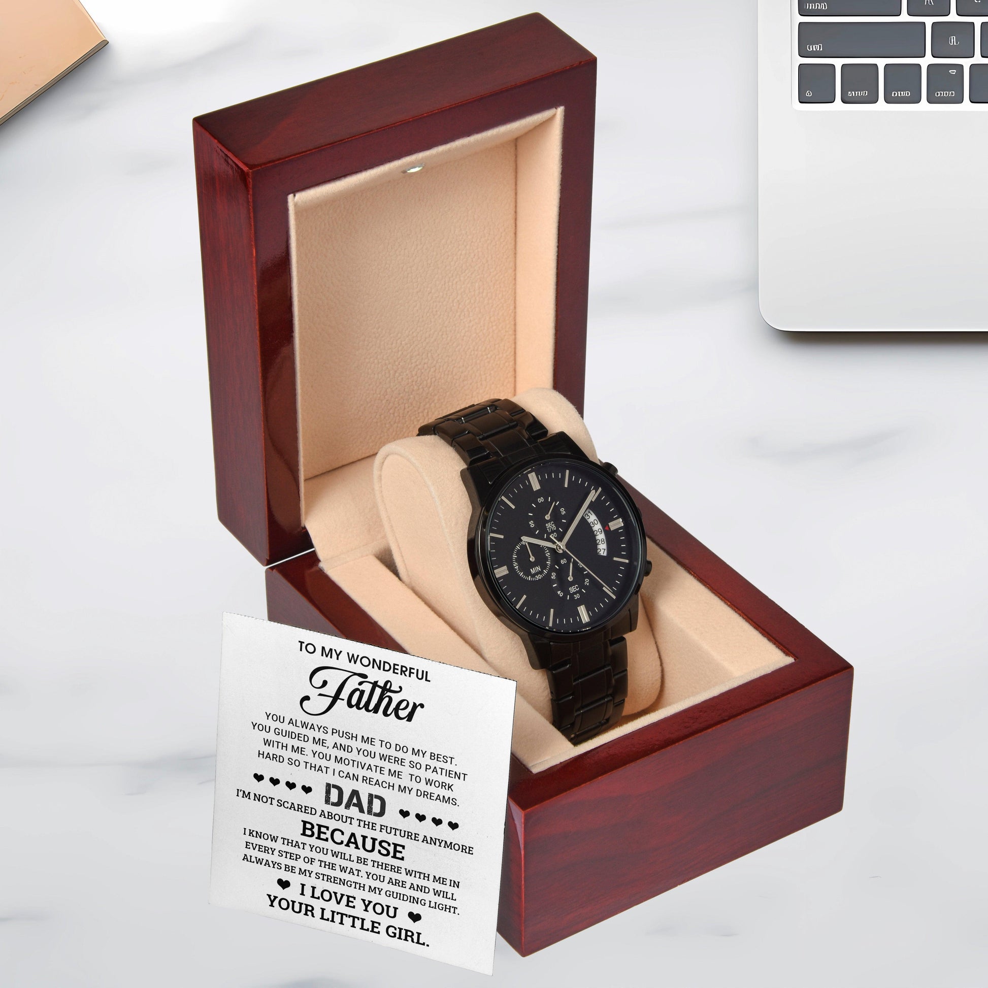 To My Wonderful Father You Are My Guiding Light Black Chronograph Watch - Mallard Moon Gift Shop