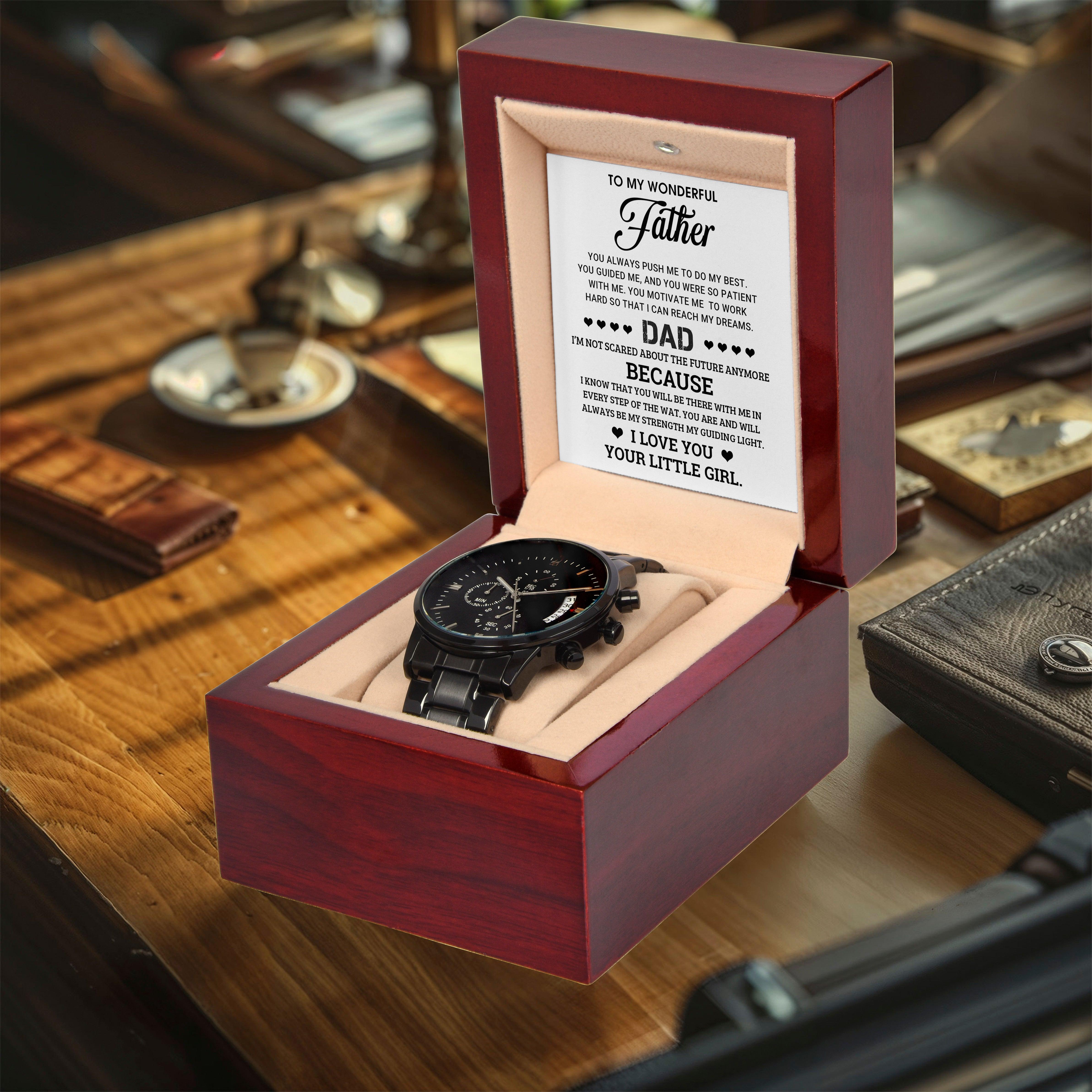 To My Wonderful Father You Are My Guiding Light Black Chronograph Watch - Mallard Moon Gift Shop