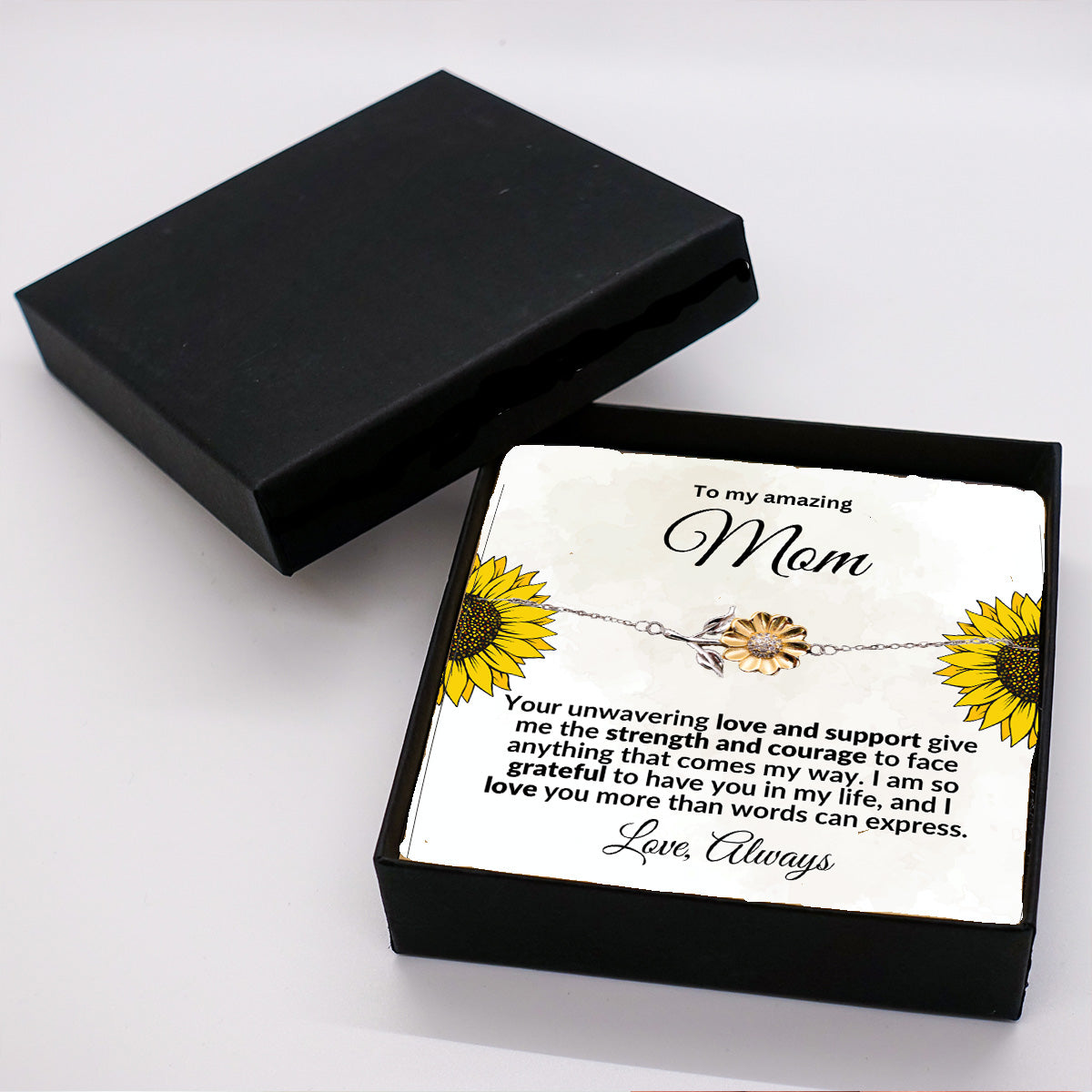 Mom Sunflower Bracelet – Sterling Silver with 18K Gold-Plated Petals – Meaningful Mother’s Day, Birthday, or Christmas Gift with Heartfelt Message Card - Mallard Moon Gift Shop
