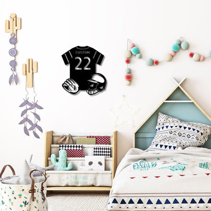 Baseball Gear Custom Name and Jersey Number Metal Wall Sign - Mallard Moon Gift Shop