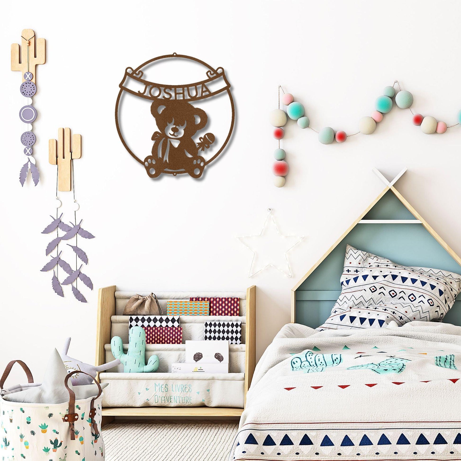 Cherished Teddy Bear: Personalized Metal Name Sign for Children - Mallard Moon Gift Shop