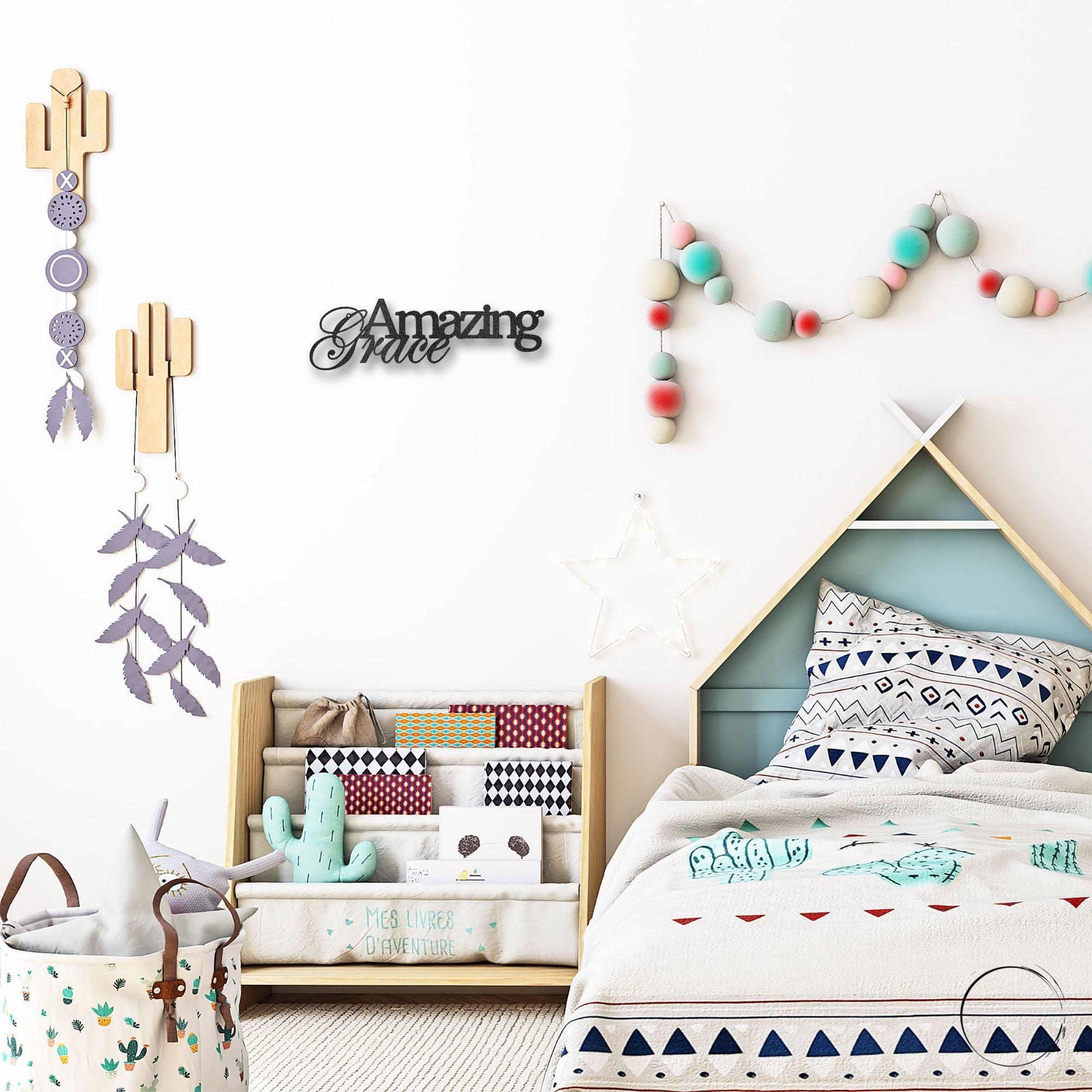 Amazing Grace Script Indoor Outdoor Steel Wall Sign Art - Mallard Moon Gift Shop