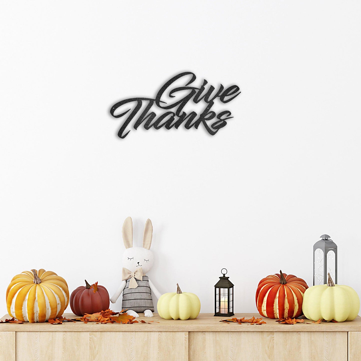 Give Thanks Indoor Outdoor Steel Wall Sign Metal Art - Mallard Moon Gift Shop
