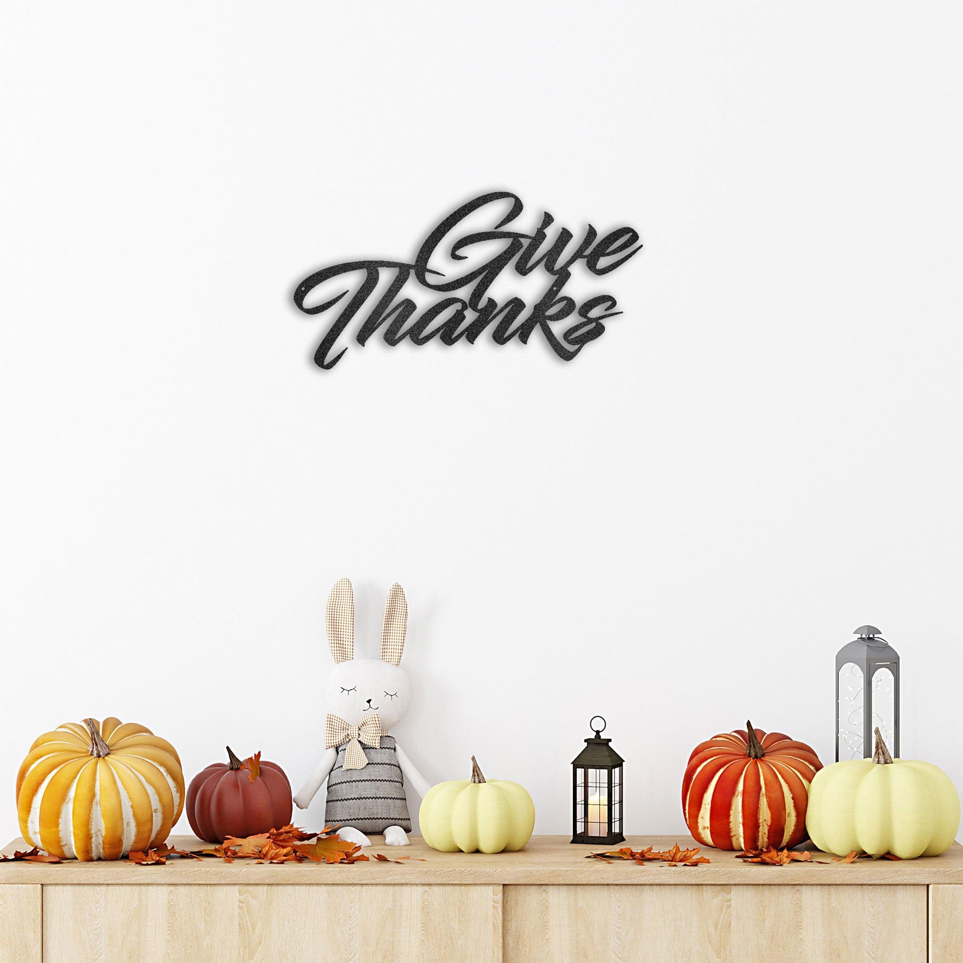 Give Thanks Indoor Outdoor Steel Wall Sign Metal Art - Mallard Moon Gift Shop