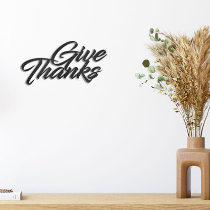 Give Thanks Indoor Outdoor Steel Wall Sign Metal Art - Mallard Moon Gift Shop