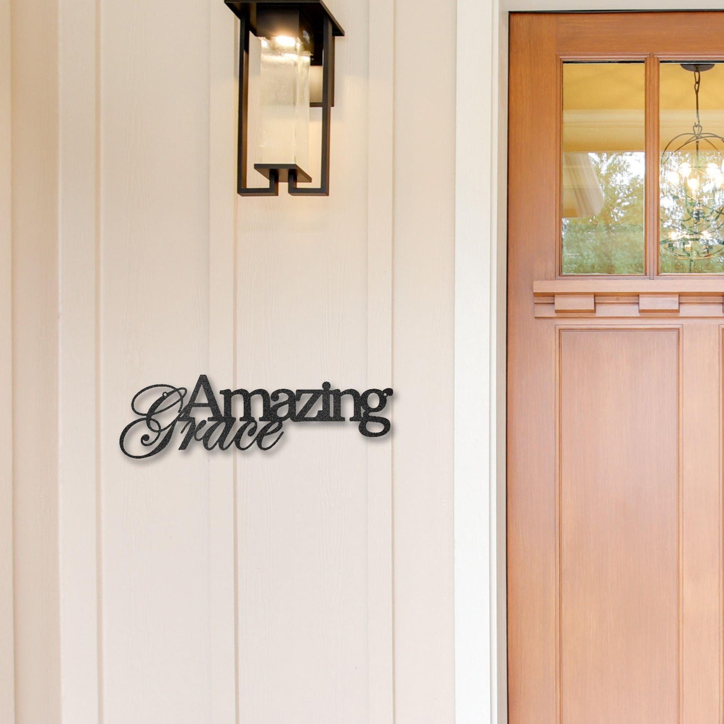 Amazing Grace Script Indoor Outdoor Steel Wall Sign Art - Mallard Moon Gift Shop