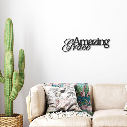 Amazing Grace Script Indoor Outdoor Steel Wall Sign Art - Mallard Moon Gift Shop