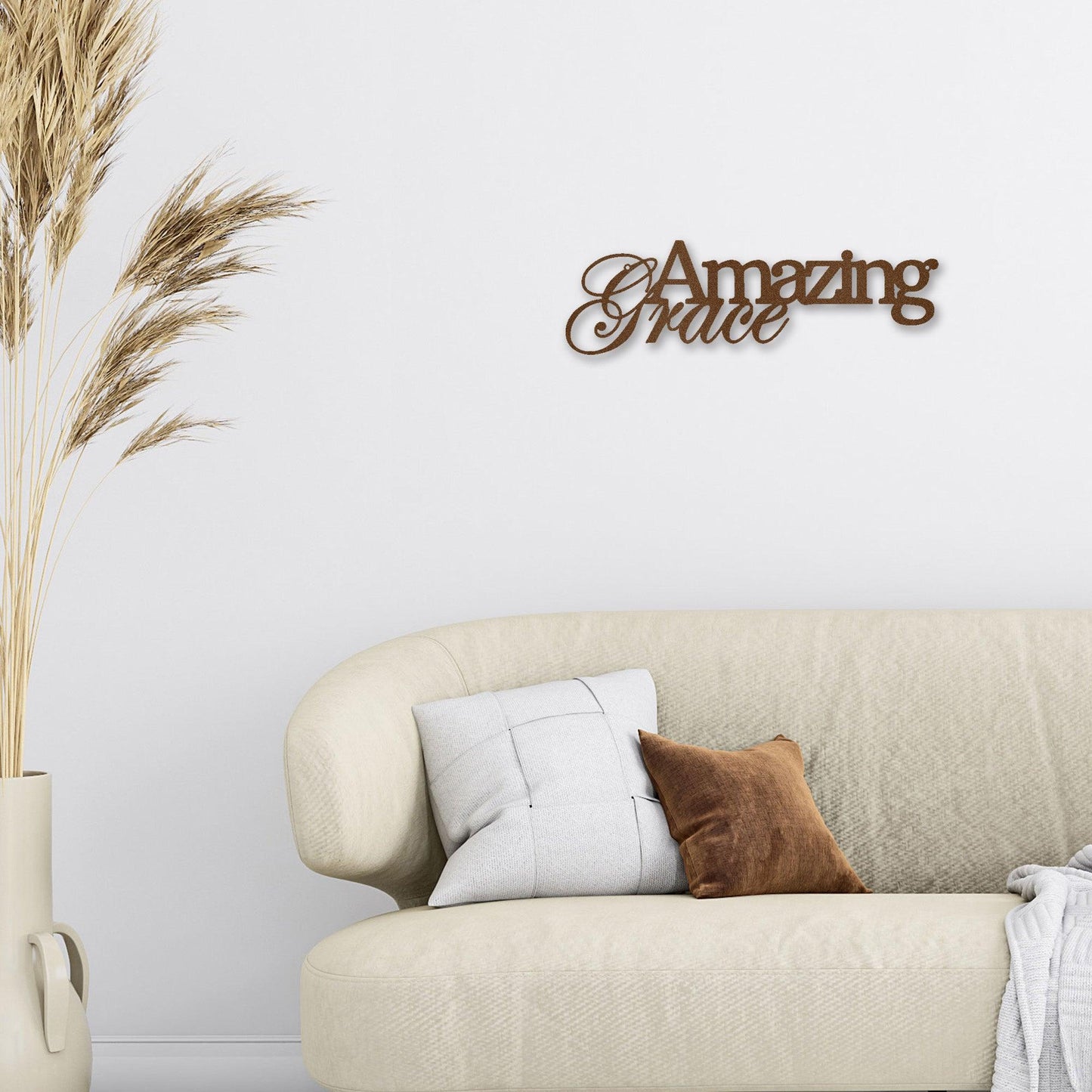 Amazing Grace Script Indoor Outdoor Steel Wall Sign Art - Mallard Moon Gift Shop