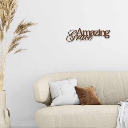 Amazing Grace Script Indoor Outdoor Steel Wall Sign Art - Mallard Moon Gift Shop