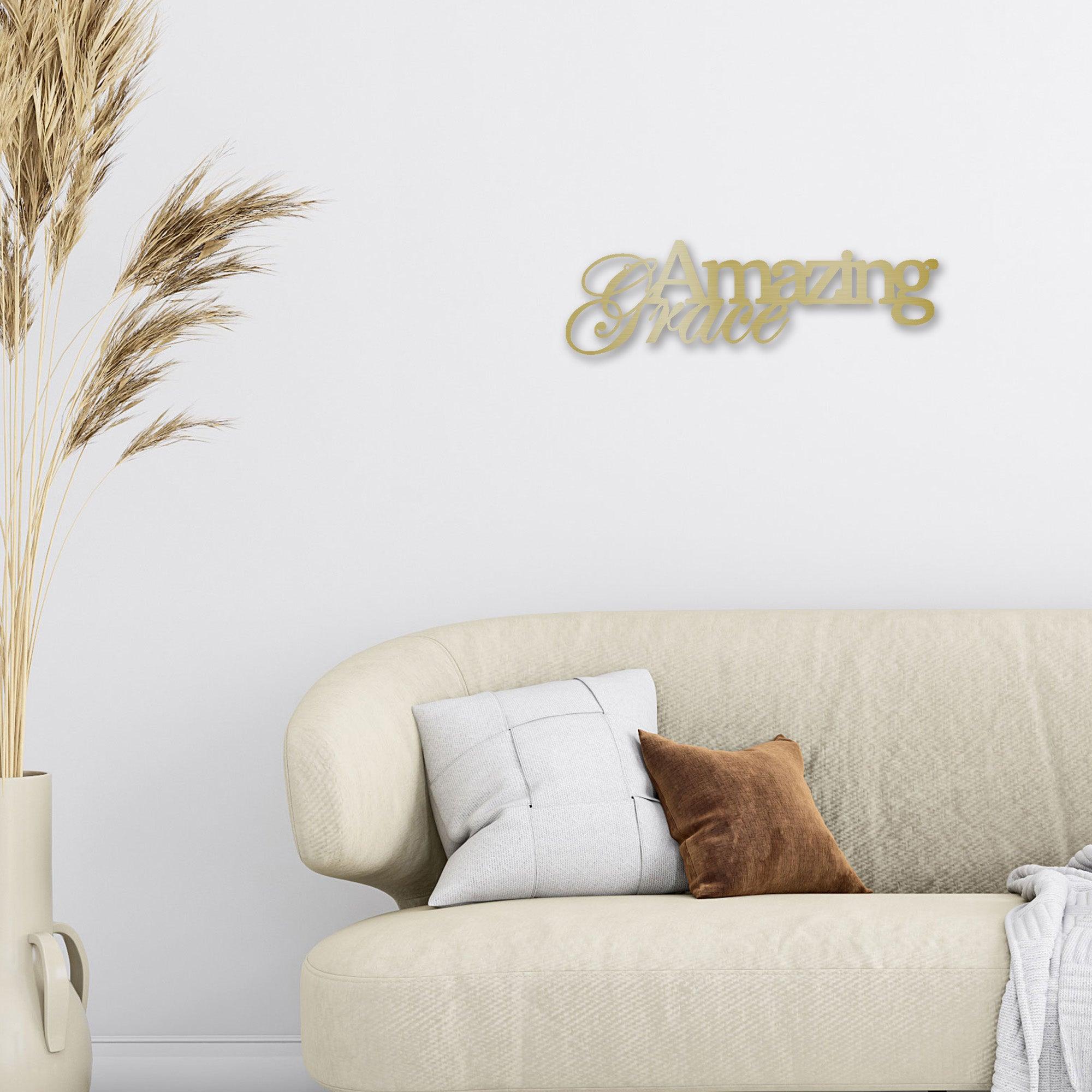 Amazing Grace Script Indoor Outdoor Steel Wall Sign Art - Mallard Moon Gift Shop