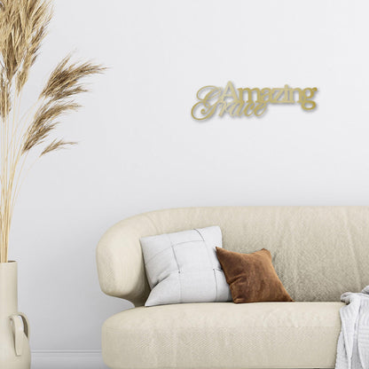 Amazing Grace Script Indoor Outdoor Steel Wall Sign Art - Mallard Moon Gift Shop
