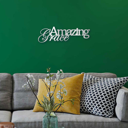 Amazing Grace Script Indoor Outdoor Steel Wall Sign Art - Mallard Moon Gift Shop