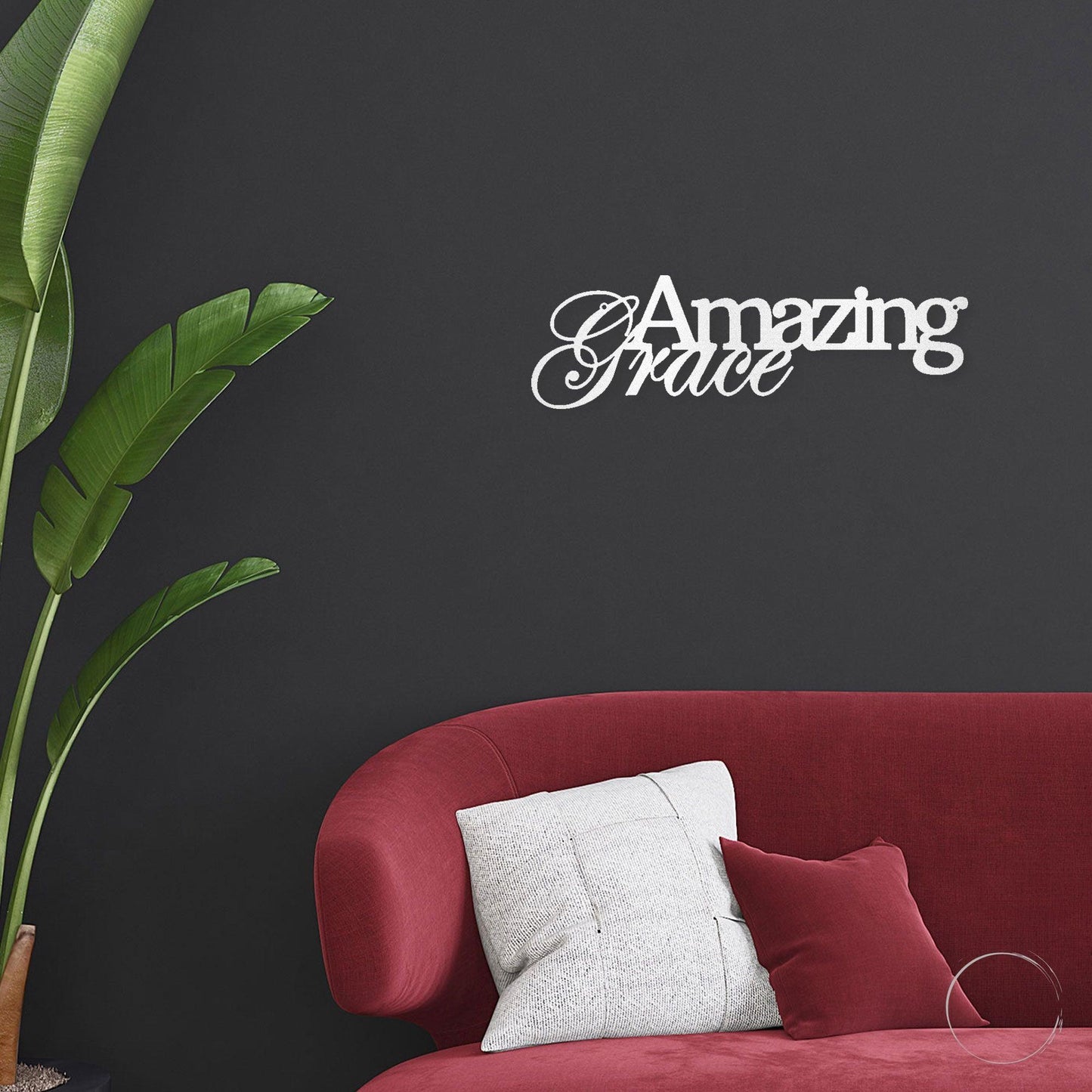 Amazing Grace Script Indoor Outdoor Steel Wall Sign Art - Mallard Moon Gift Shop