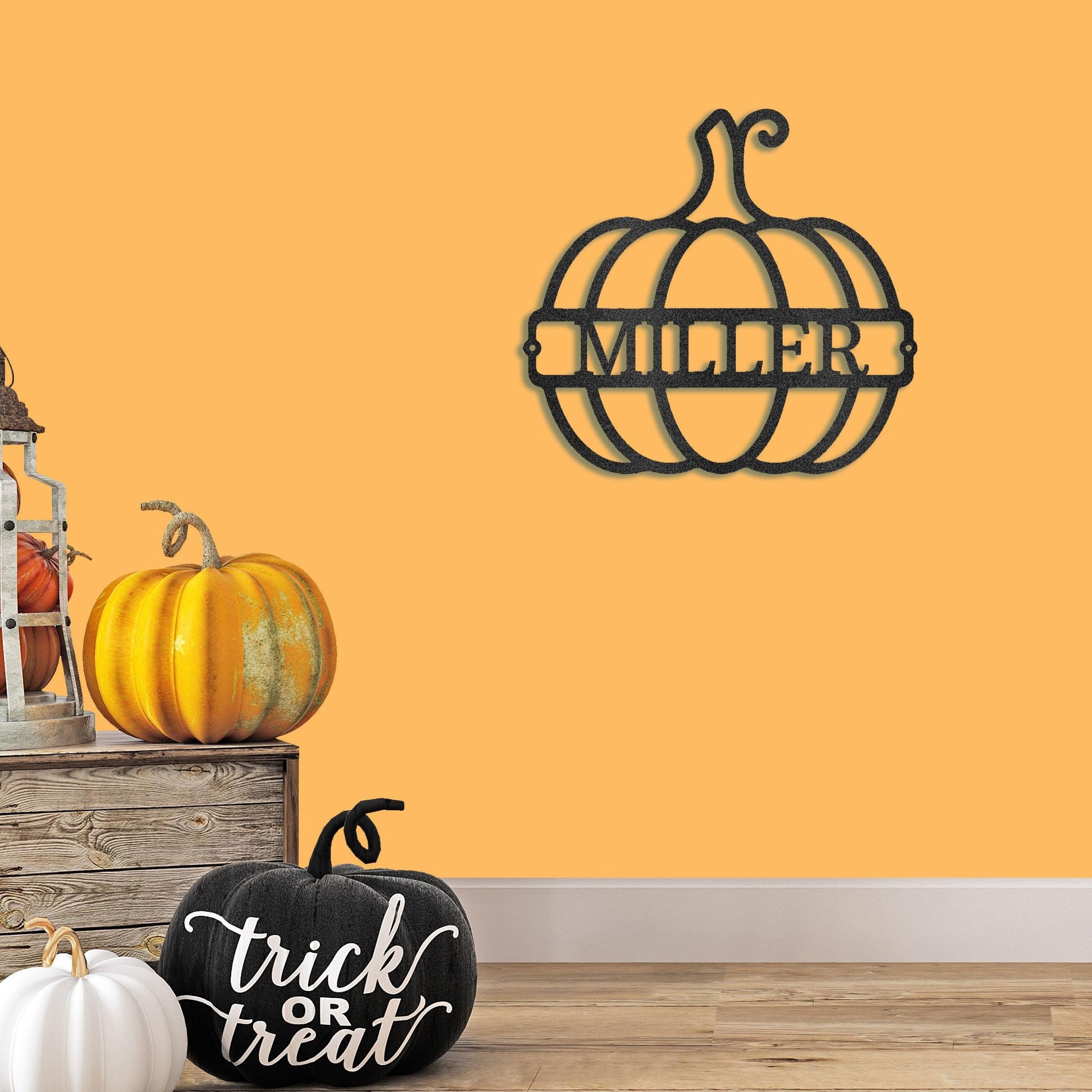 Big Pumpkin Monogram Personalized Indoor Outdoor Steel Wall Sign Art - Mallard Moon Gift Shop