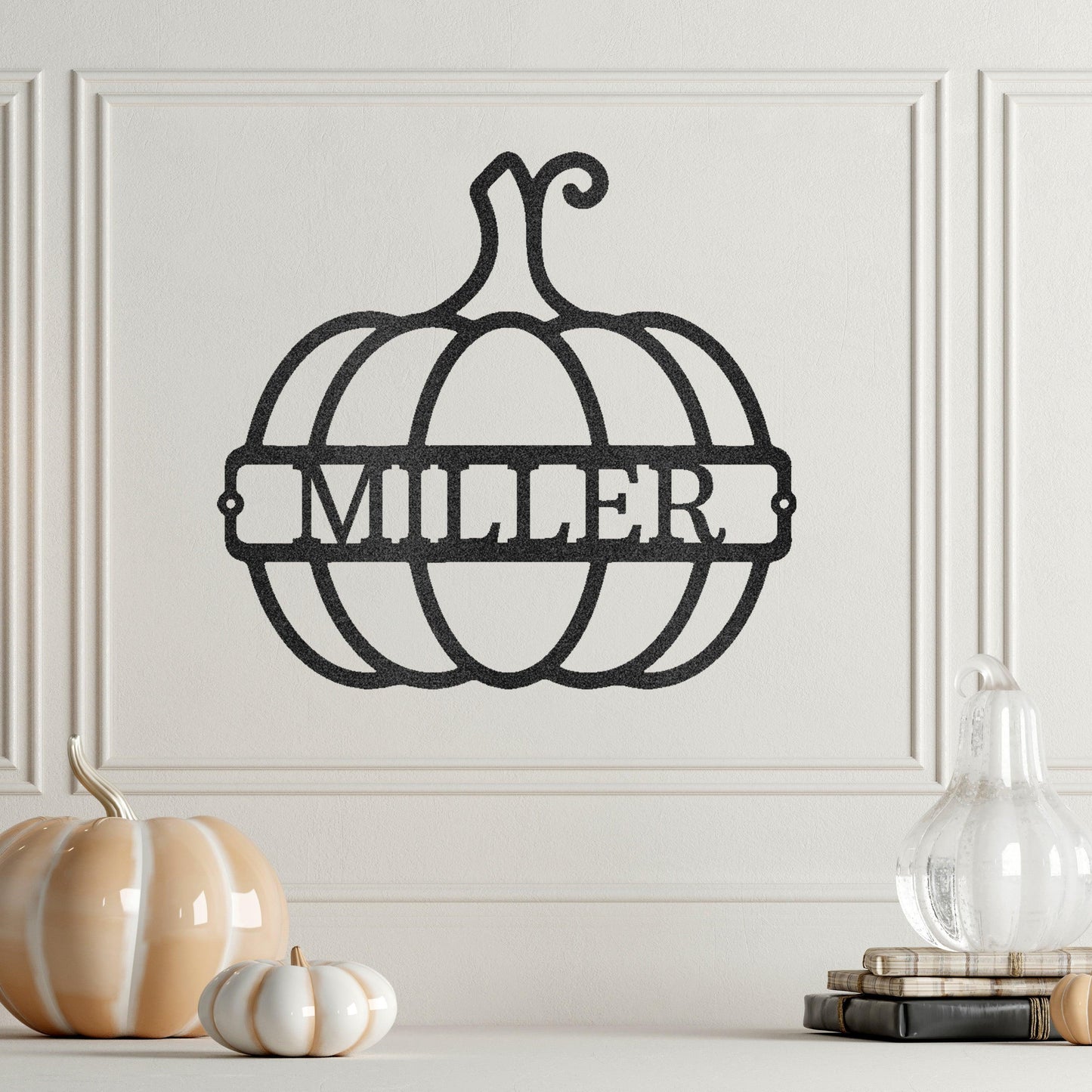 Big Pumpkin Monogram Personalized Indoor Outdoor Steel Wall Sign Art - Mallard Moon Gift Shop