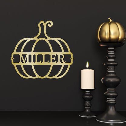 Big Pumpkin Monogram Personalized Indoor Outdoor Steel Wall Sign Art - Mallard Moon Gift Shop