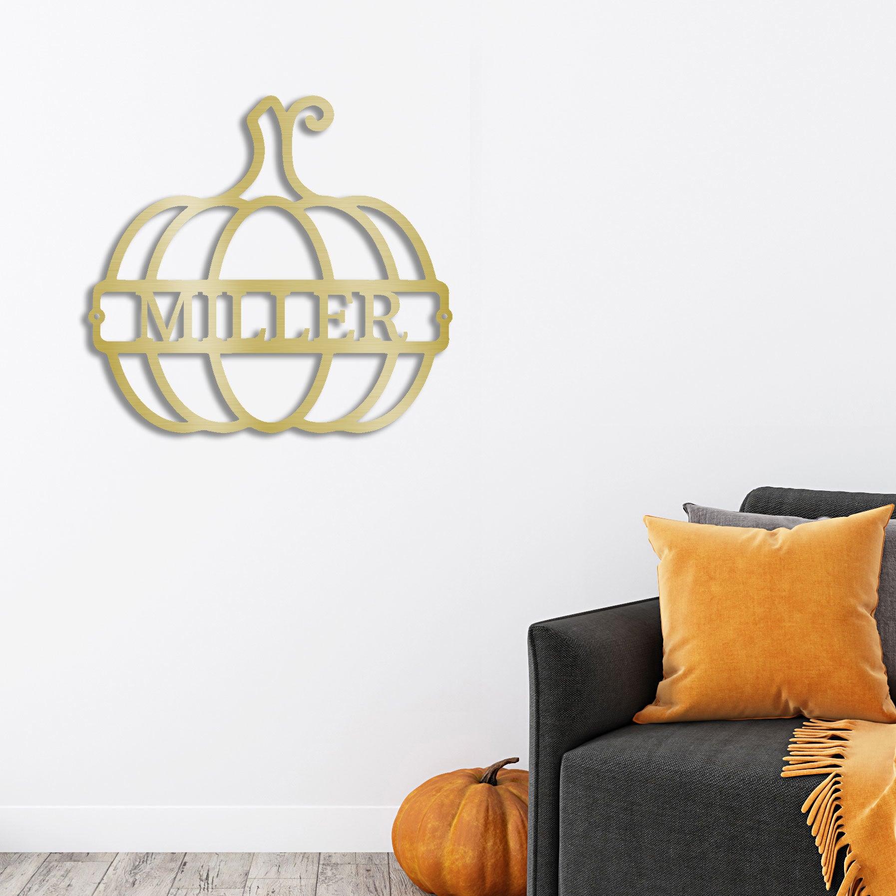 Big Pumpkin Monogram Personalized Indoor Outdoor Steel Wall Sign Art - Mallard Moon Gift Shop