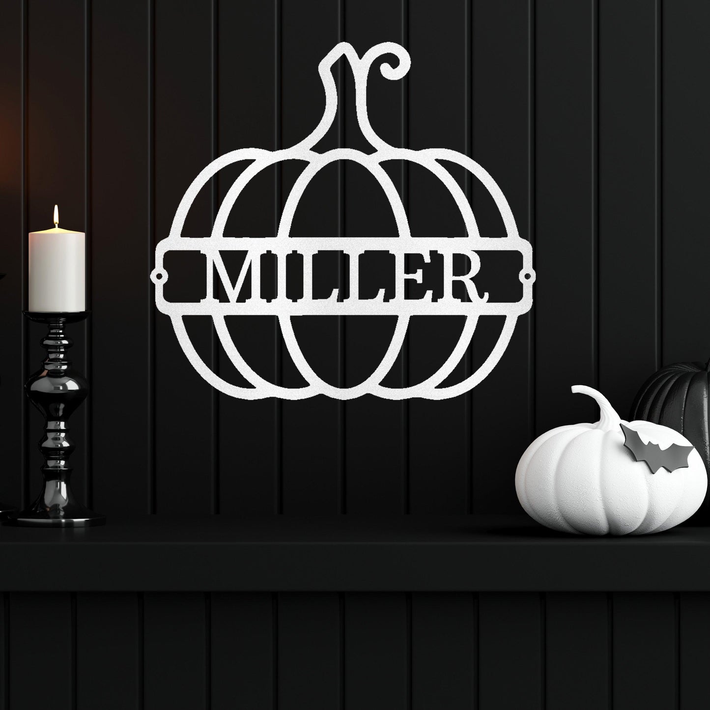 Big Pumpkin Monogram Personalized Indoor Outdoor Steel Wall Sign Art - Mallard Moon Gift Shop