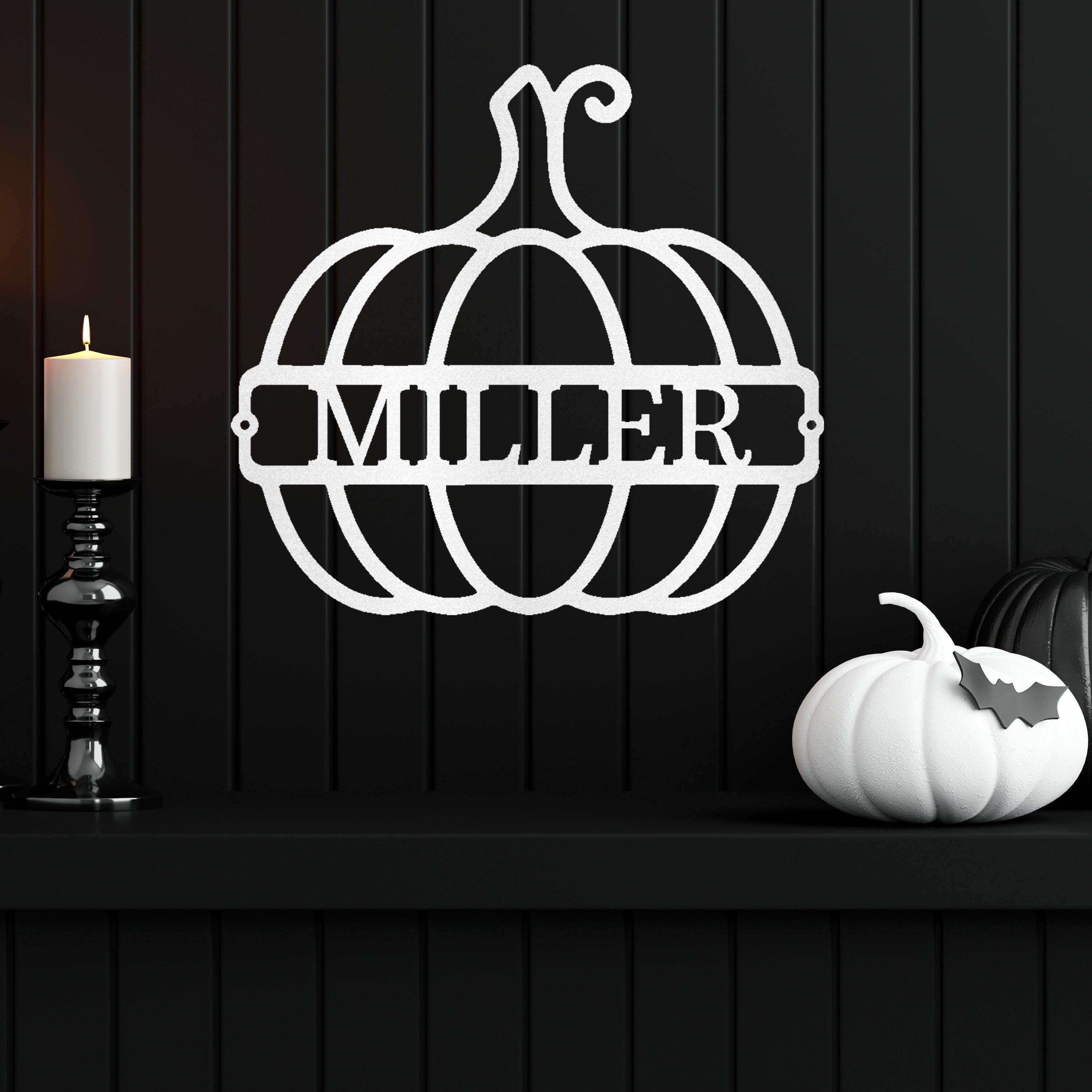 Big Pumpkin Monogram Personalized Indoor Outdoor Steel Wall Sign Art - Mallard Moon Gift Shop