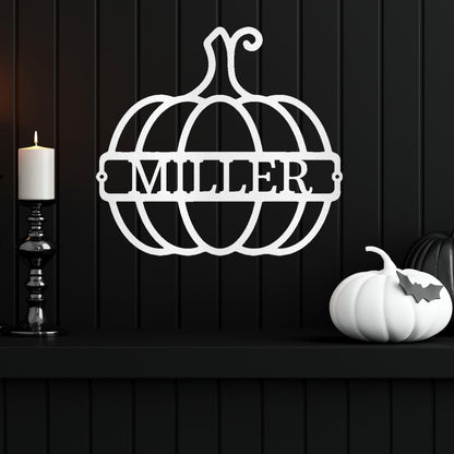 Big Pumpkin Monogram Personalized Indoor Outdoor Steel Wall Sign Art - Mallard Moon Gift Shop