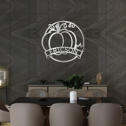 Fall Harvest Pumpkin Custom Monogram Family Name Indoor Outdoor Steel Wall Sign - Mallard Moon Gift Shop