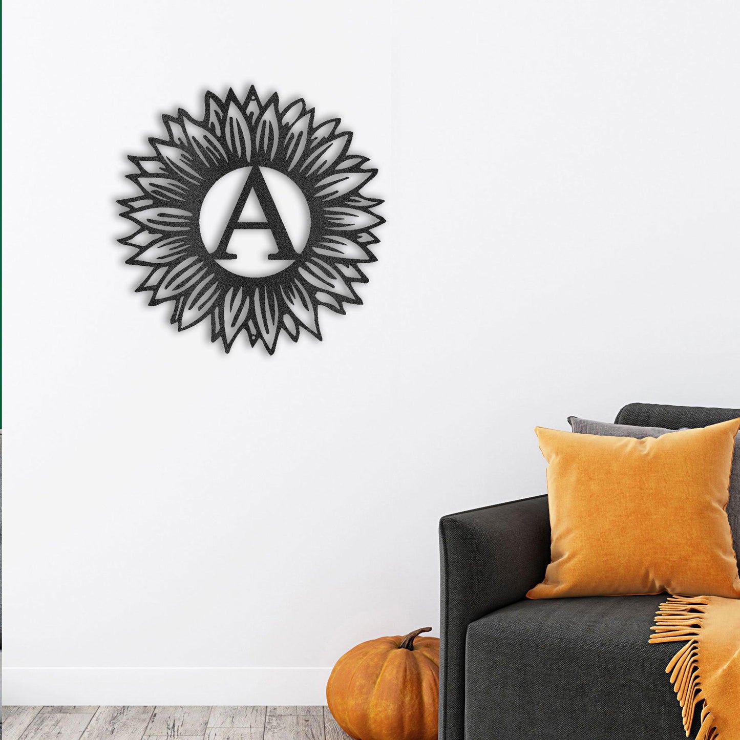 Sunflower Monogram Metal Art - Custom Initial, Perfect for Home & Garden - Mallard Moon Gift Shop