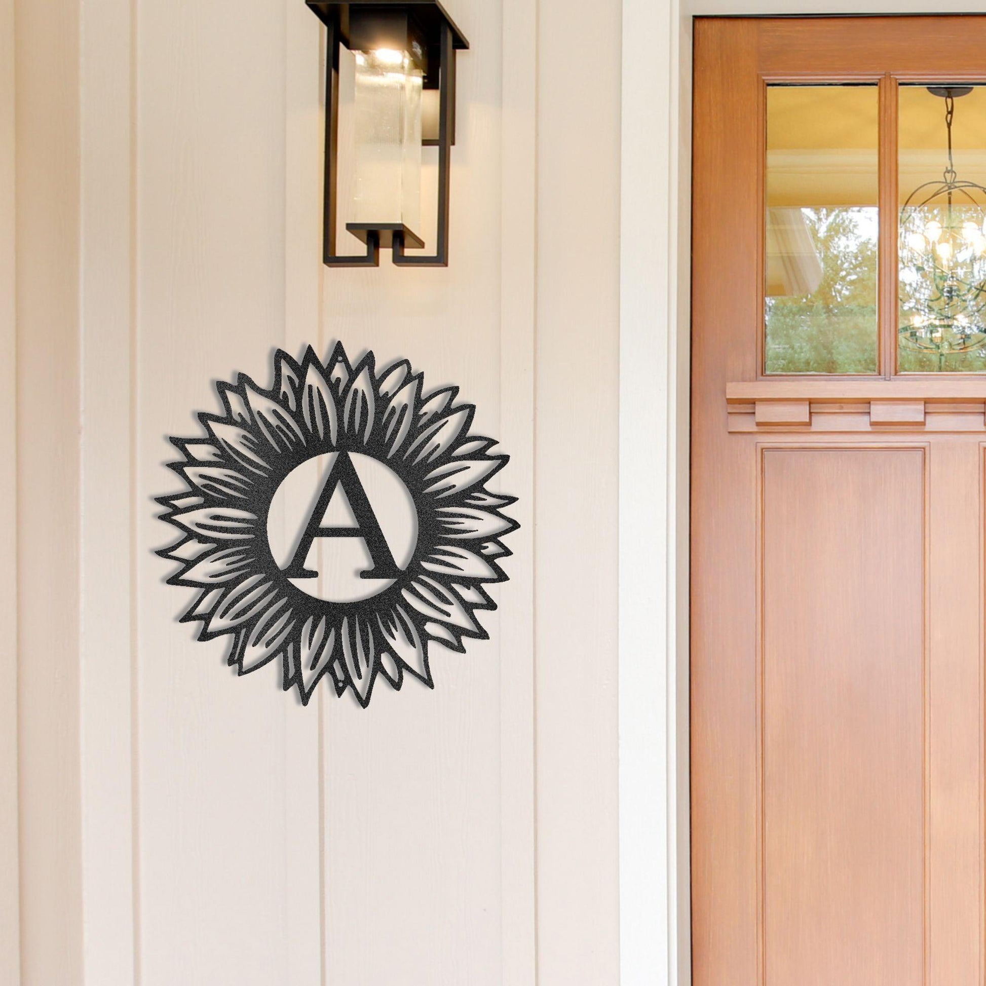 Sunflower Monogram Metal Art - Custom Initial, Perfect for Home & Garden - Mallard Moon Gift Shop