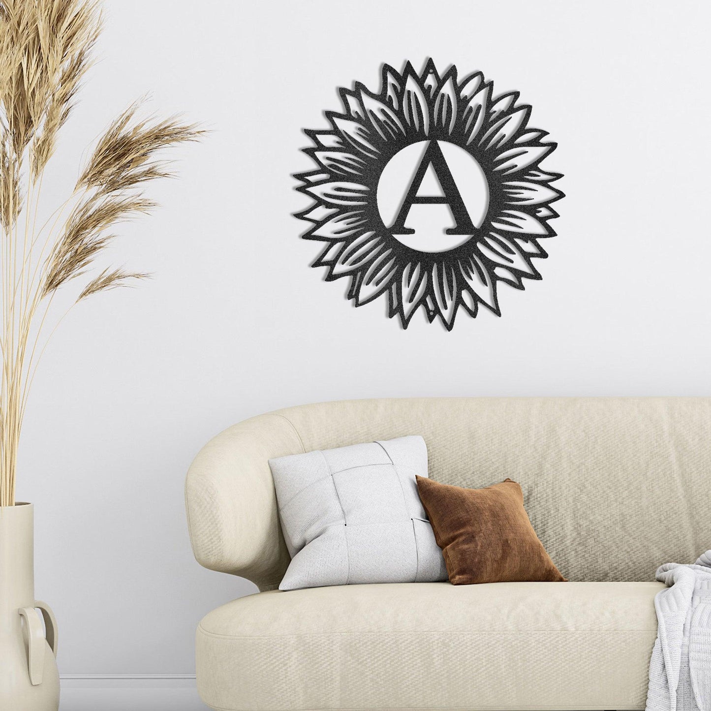 Sunflower Monogram Metal Art - Custom Initial, Perfect for Home & Garden - Mallard Moon Gift Shop