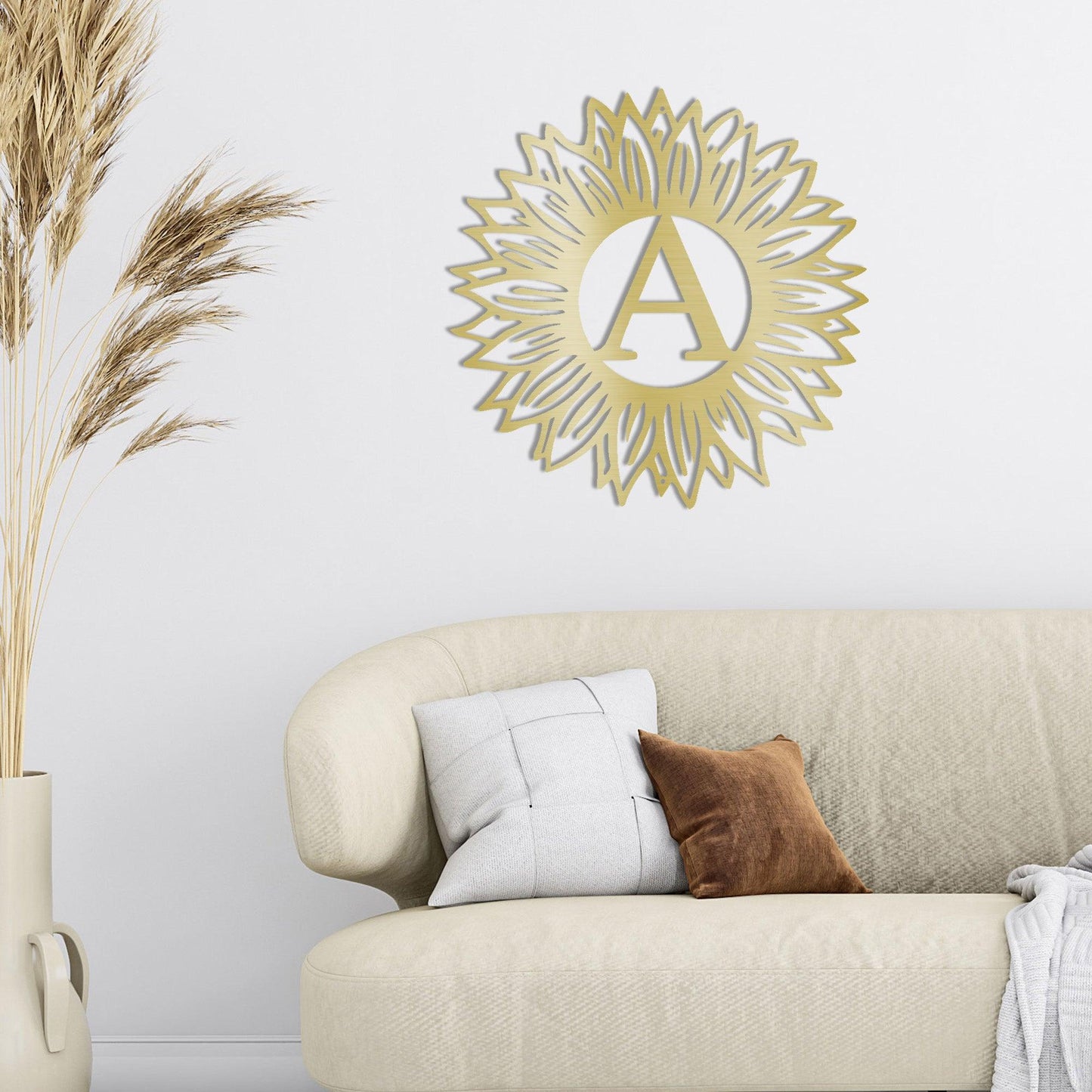 Sunflower Monogram Metal Art - Custom Initial, Perfect for Home & Garden - Mallard Moon Gift Shop