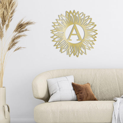 Sunflower Monogram Metal Art - Custom Initial, Perfect for Home & Garden - Mallard Moon Gift Shop