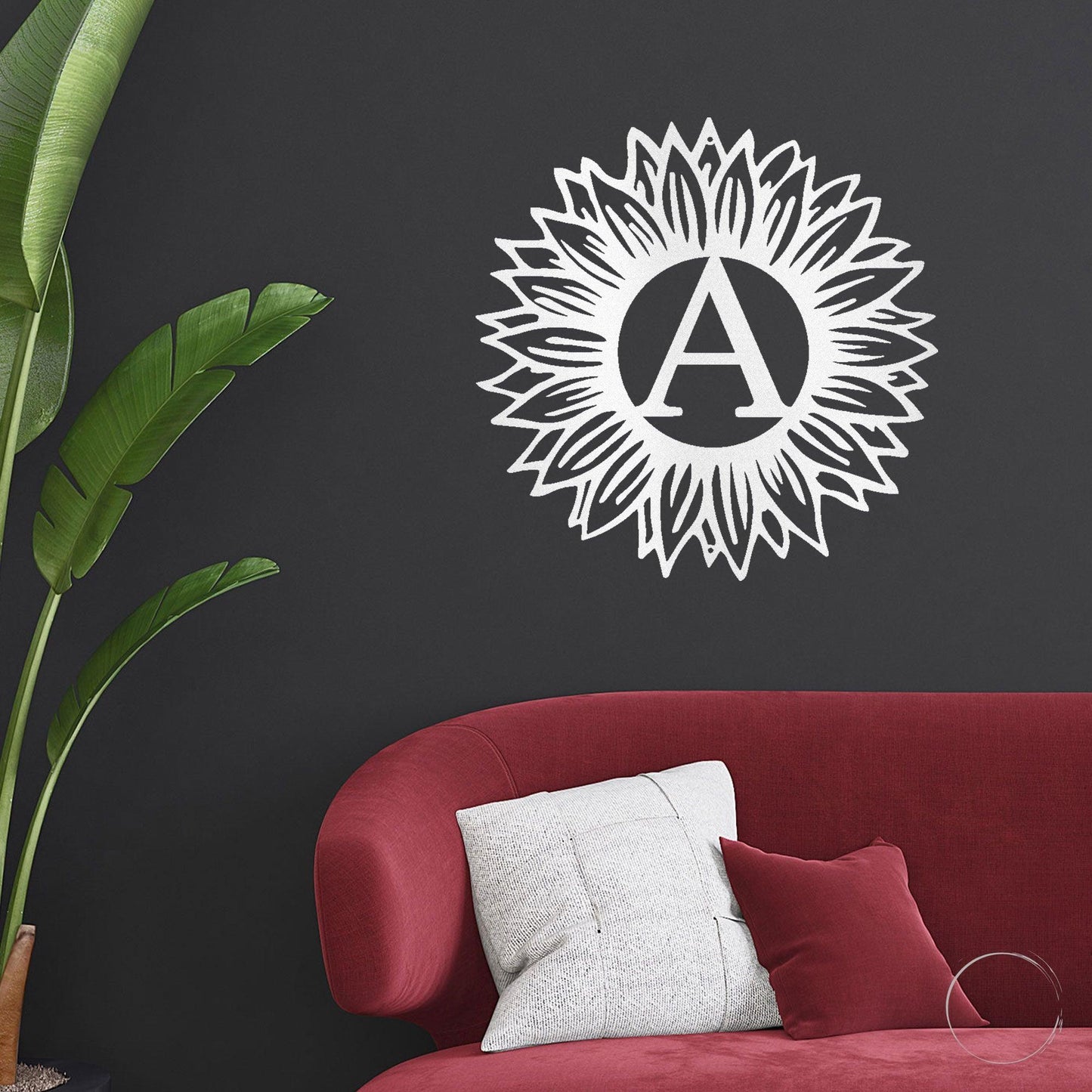 Sunflower Monogram Metal Art - Custom Initial, Perfect for Home & Garden - Mallard Moon Gift Shop