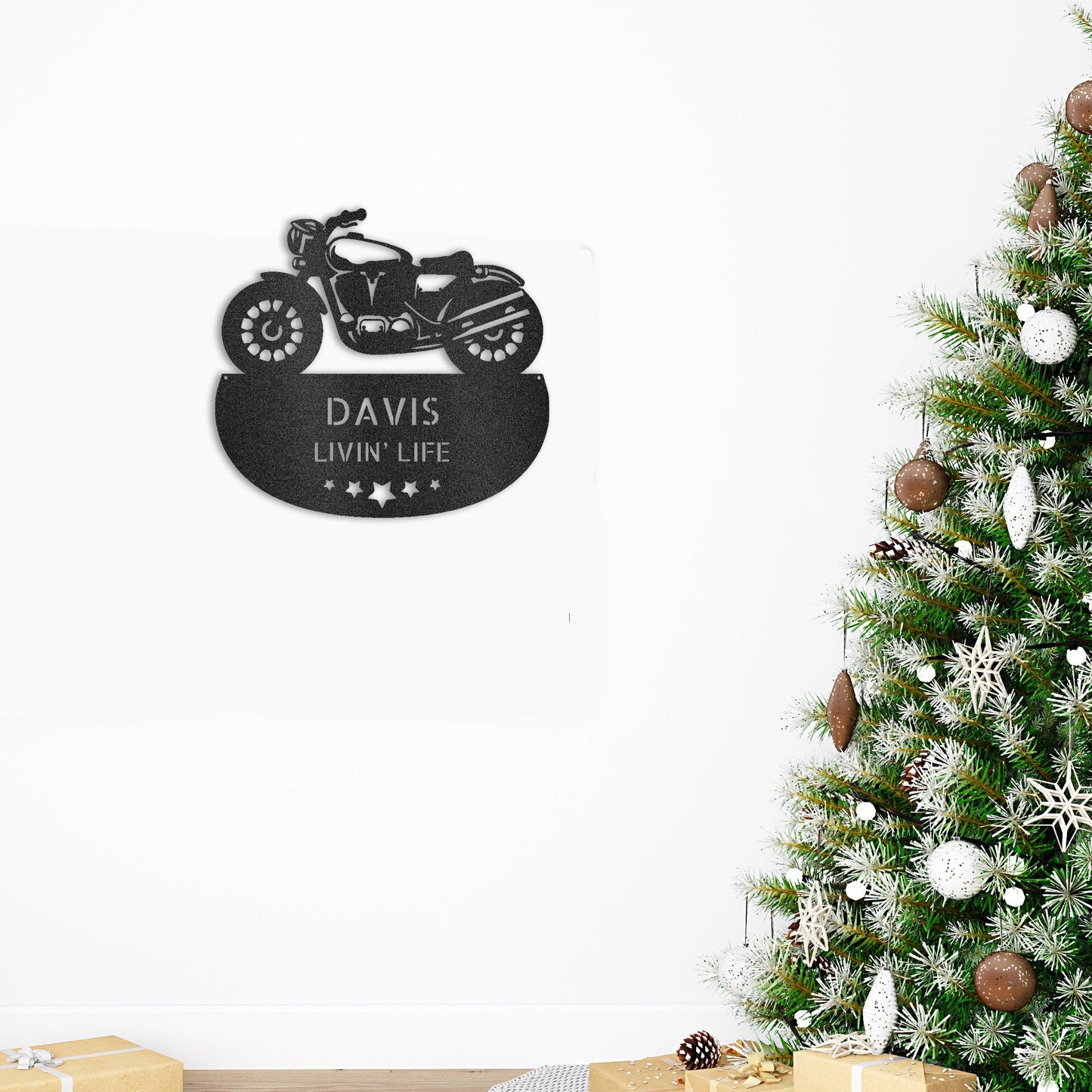 Personalized Motorcycle Metal Wall Sign – Custom Name Laser-Cut Steel Art for Indoors & Outdoors - Mallard Moon Gift Shop