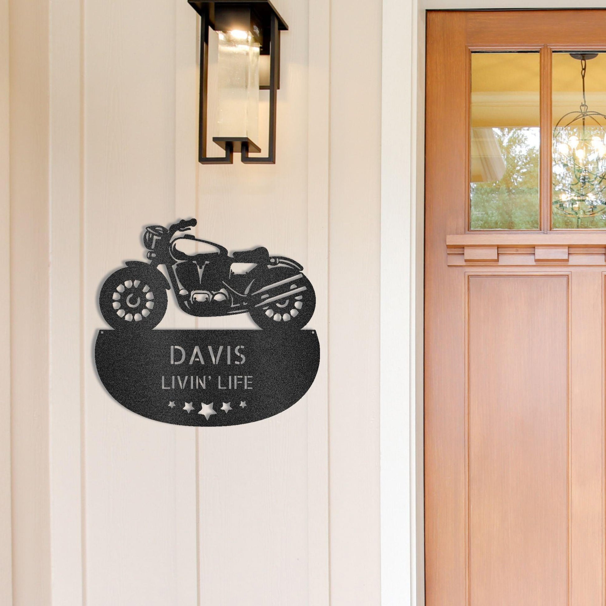 Personalized Motorcycle Metal Wall Sign – Custom Name Laser-Cut Steel Art for Indoors & Outdoors - Mallard Moon Gift Shop
