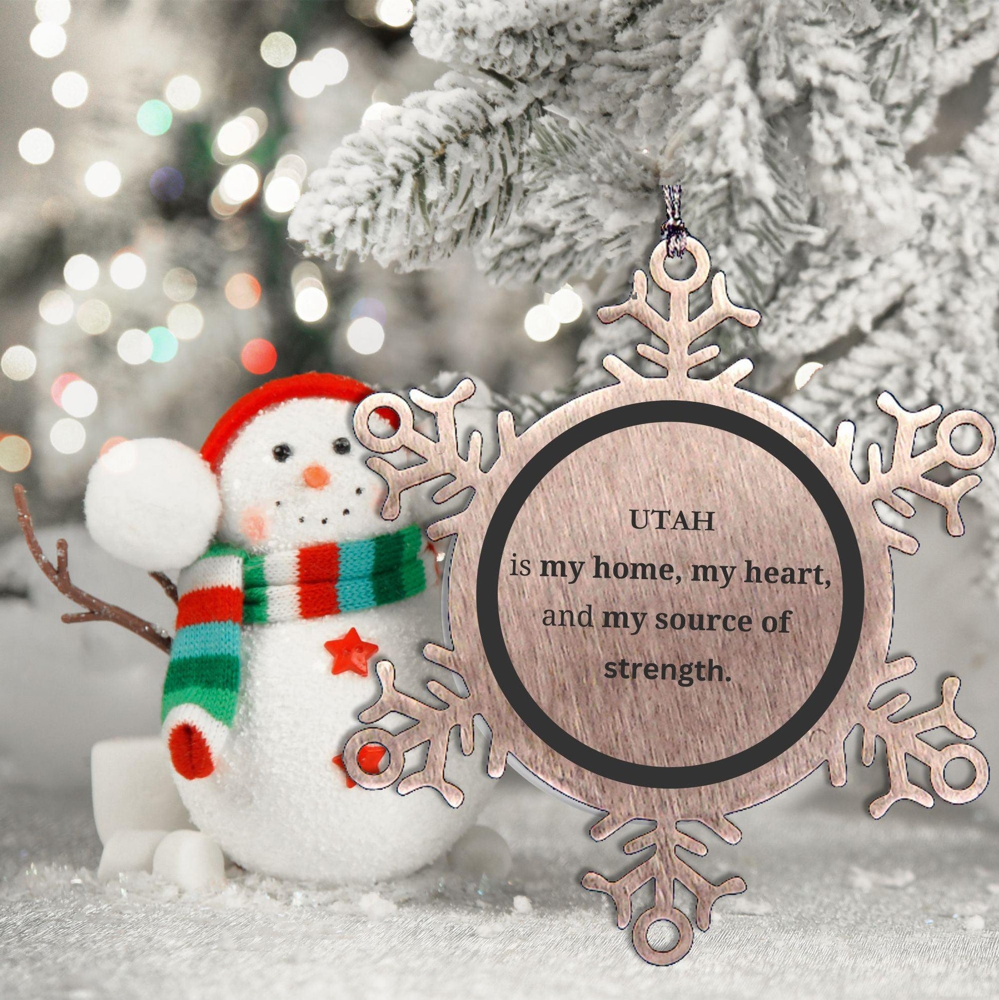 Utah is my home Gifts, Lovely Utah Birthday Christmas Snowflake Ornament For People from Utah, Men, Women, Friends