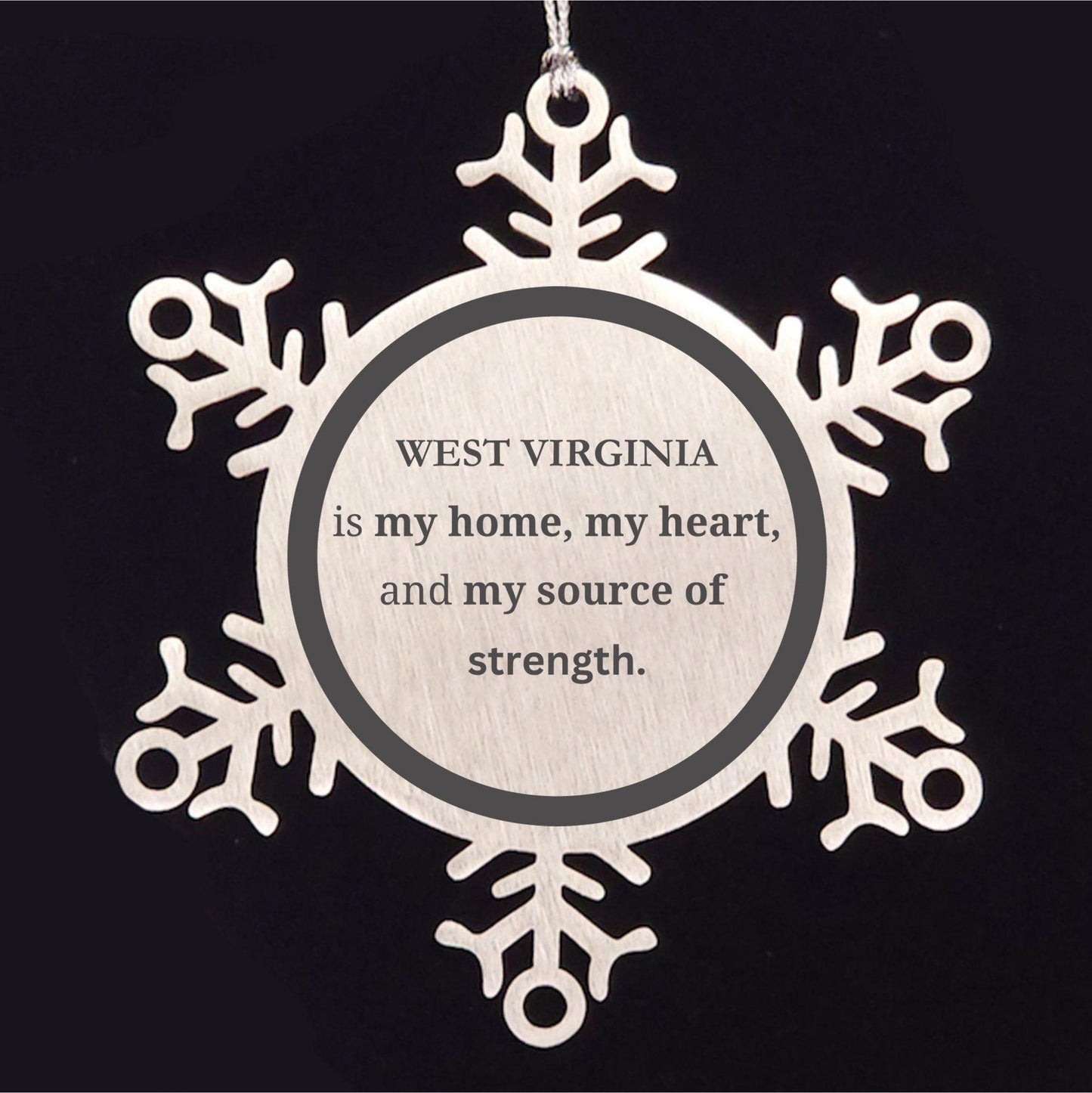 West Virginia is my home Gifts, Lovely West Virginia Birthday Christmas Snowflake Ornament For People from West Virginia, Men, Women, Friends
