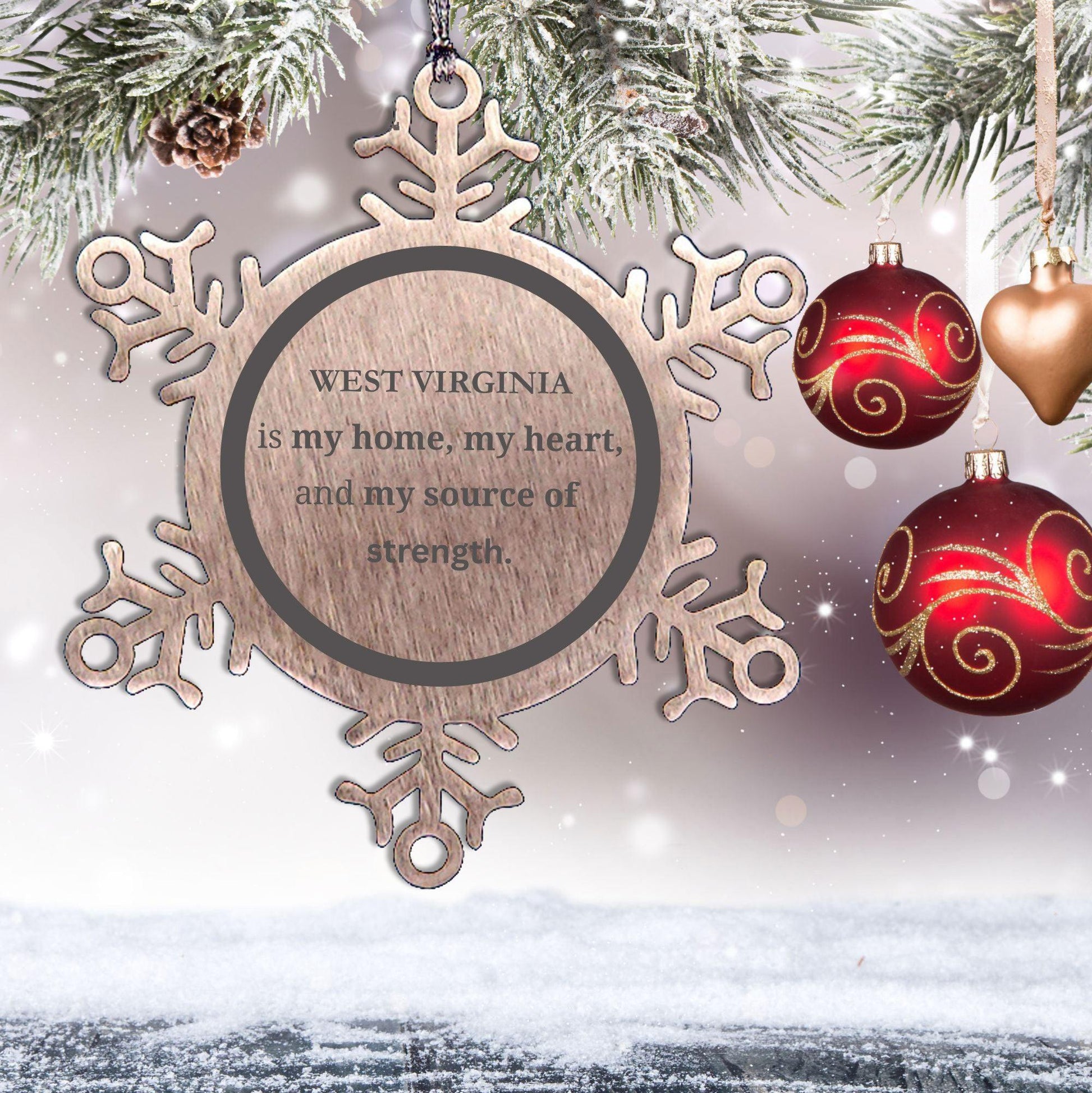 West Virginia is my home Gifts, Lovely West Virginia Birthday Christmas Snowflake Ornament For People from West Virginia, Men, Women, Friends