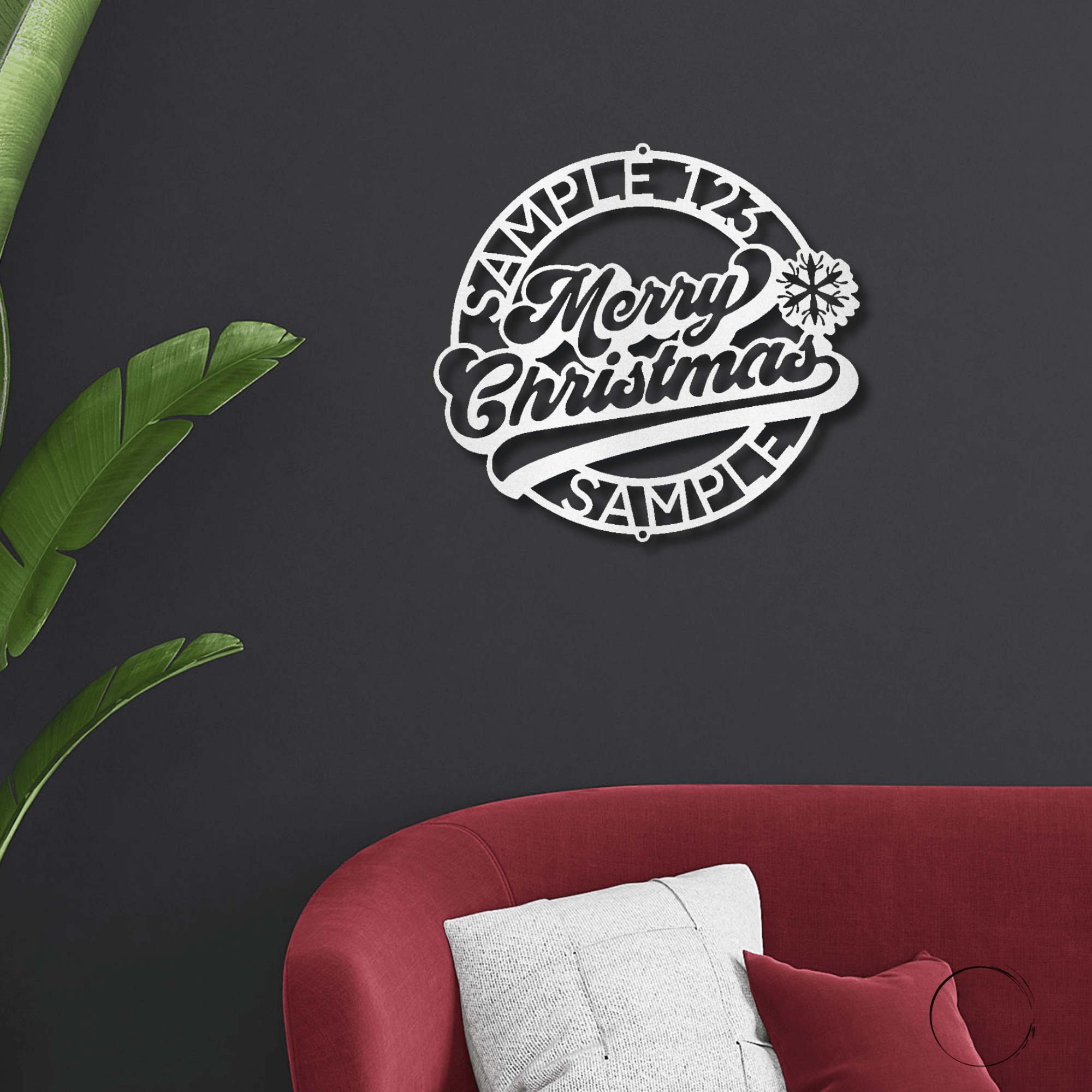 Merry Christmas Ring Custom Family Name Indoor Outdoor Steel Wall Sign Holiday Home Décor - Mallard Moon Gift Shop