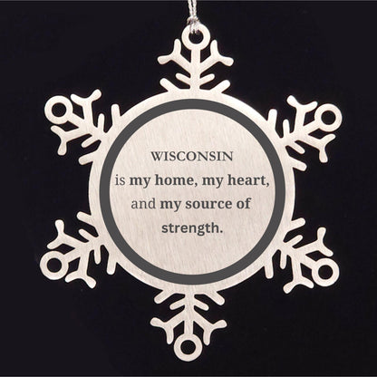 Wisconsin is my home Gifts, Lovely Wisconsin Birthday Christmas Snowflake Ornament For People from Wisconsin, Men, Women, Friends