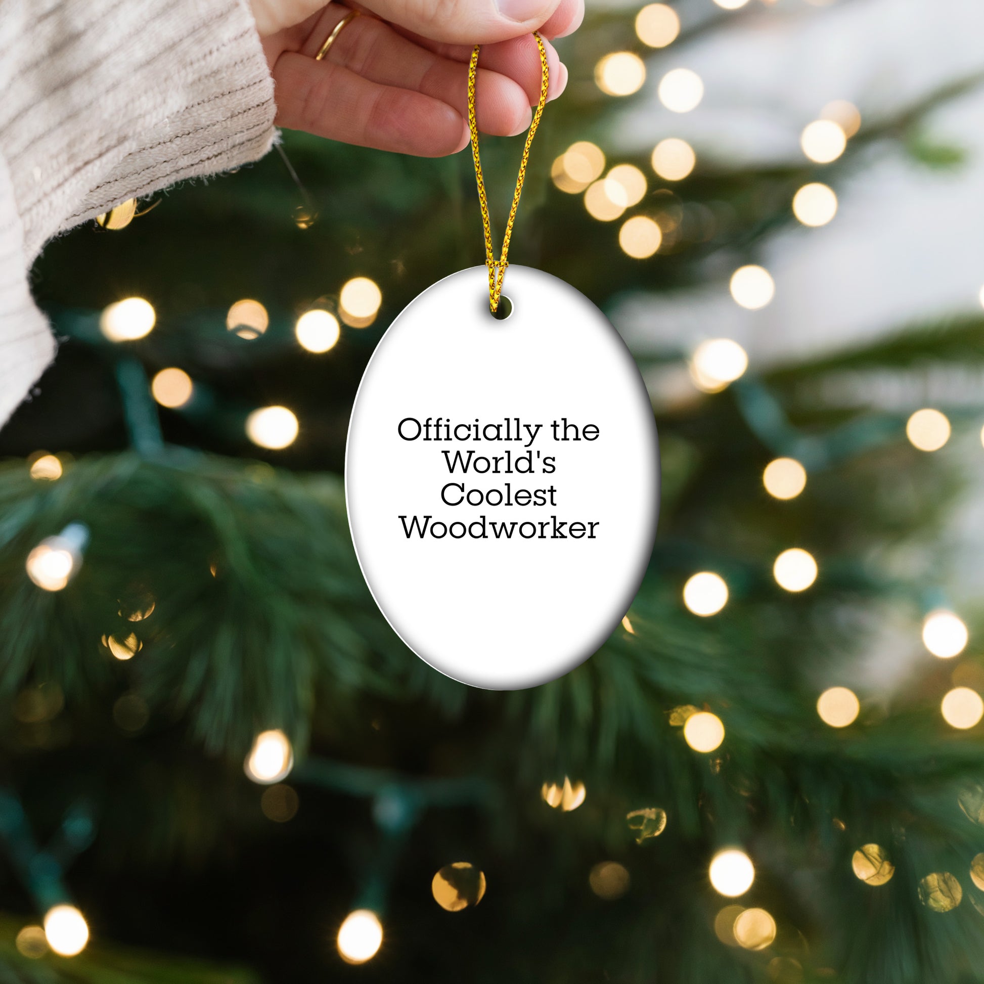 Woodworker Gifts from Friends - Officially The World's Coolest Woodworker Oval Ornament - Funny Christmas Decor