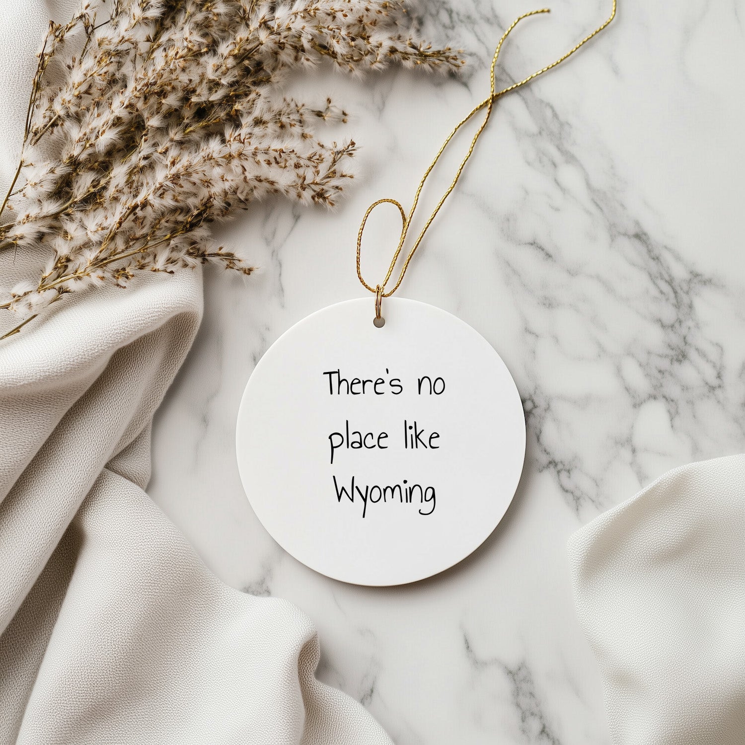 Wyoming Circle Ornament Gifts for Friends from Wyoming, There's No Place Like Wyoming Christmas Ornament