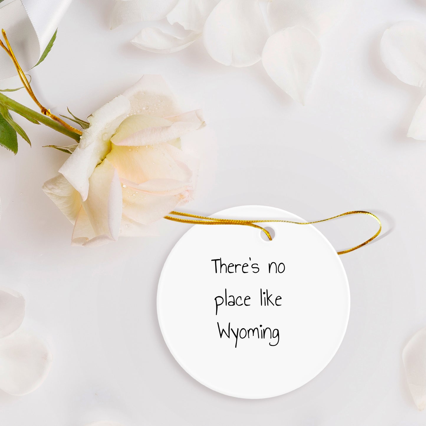 Wyoming Circle Ornament Gifts for Friends from Wyoming, There's No Place Like Wyoming Christmas Ornament