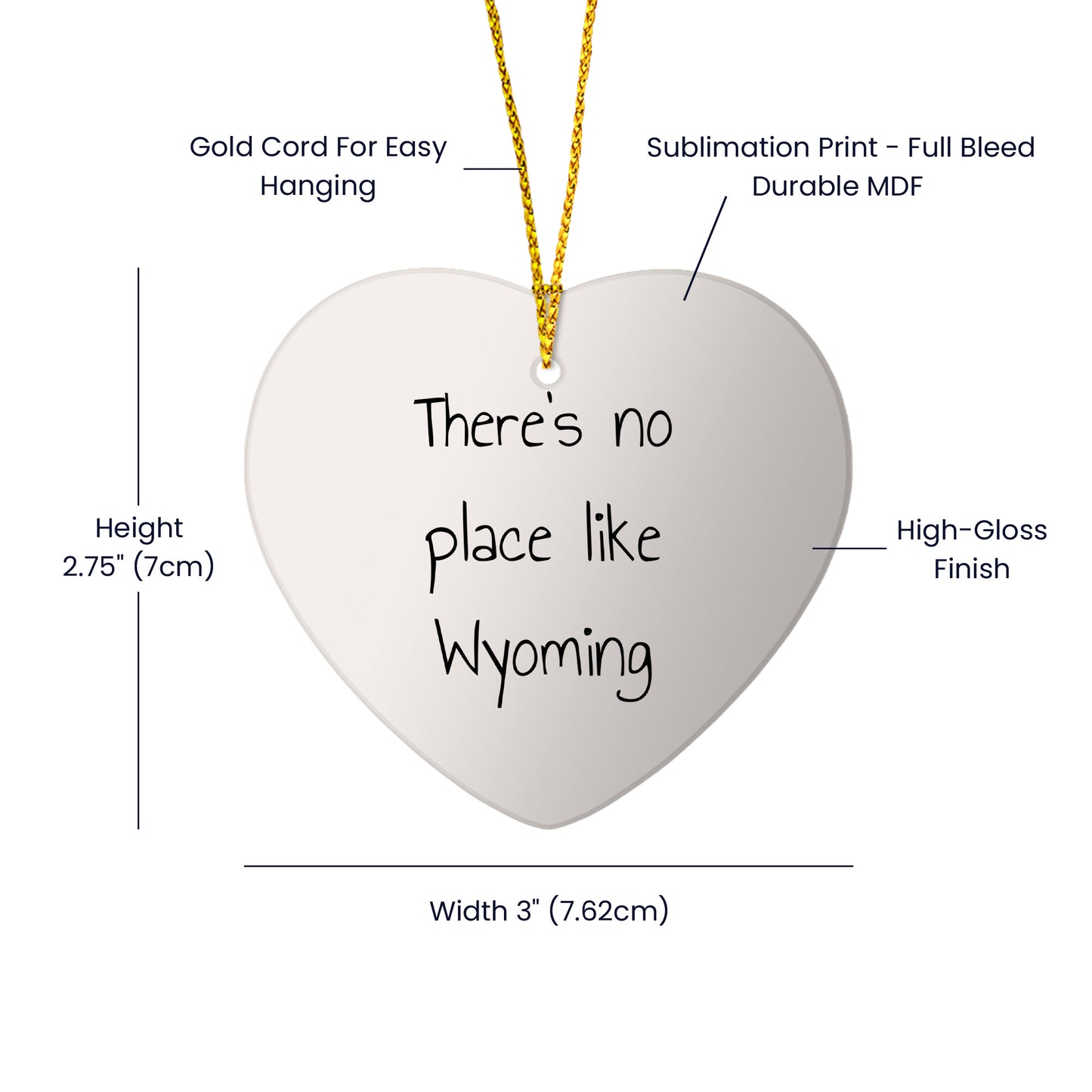 Wyoming Heart Ornament- 'There's No Place Like Wyoming', Christmas Gifts