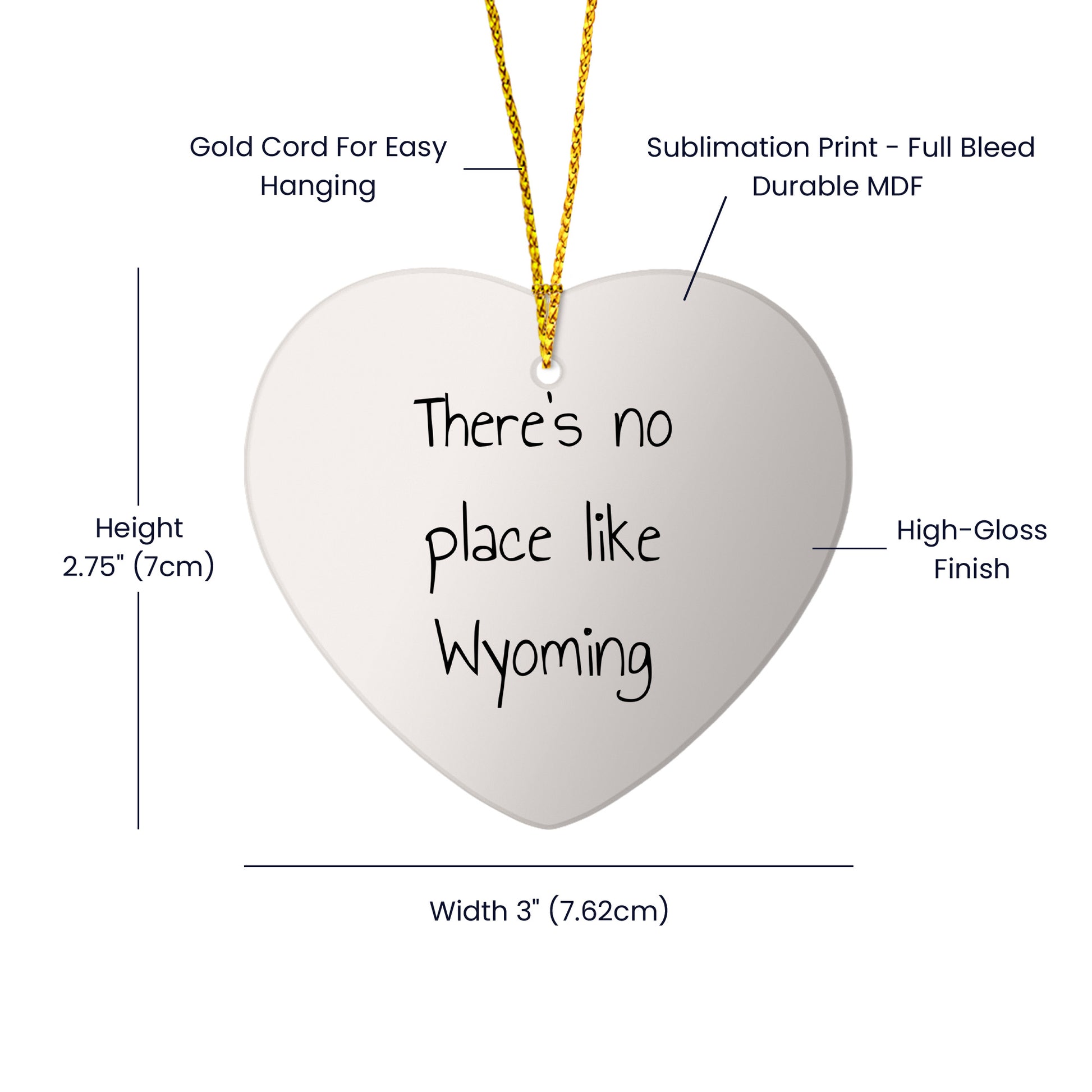 Wyoming Heart Ornament- 'There's No Place Like Wyoming', Christmas Gifts