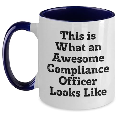 Compliance Officer Gifts for Men, Awesome Compliance Officer Quote Two Tone Coffee Mug, Black, White, Red, Pink, and Navy Color Options (150-200 characters) - Mallard Moon Gift Shop