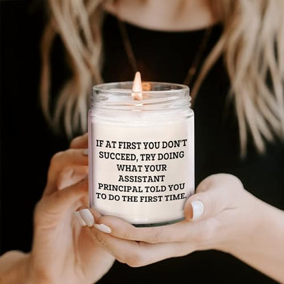 Gifts from Assistant Principals for The Win: Inspirational Funny Teacher Gifts for Christmas, Vanilla Soy Candle for Assistant Principals, 9oz Soy Wax Candle with Funny Quote - Mallard Moon Gift Shop