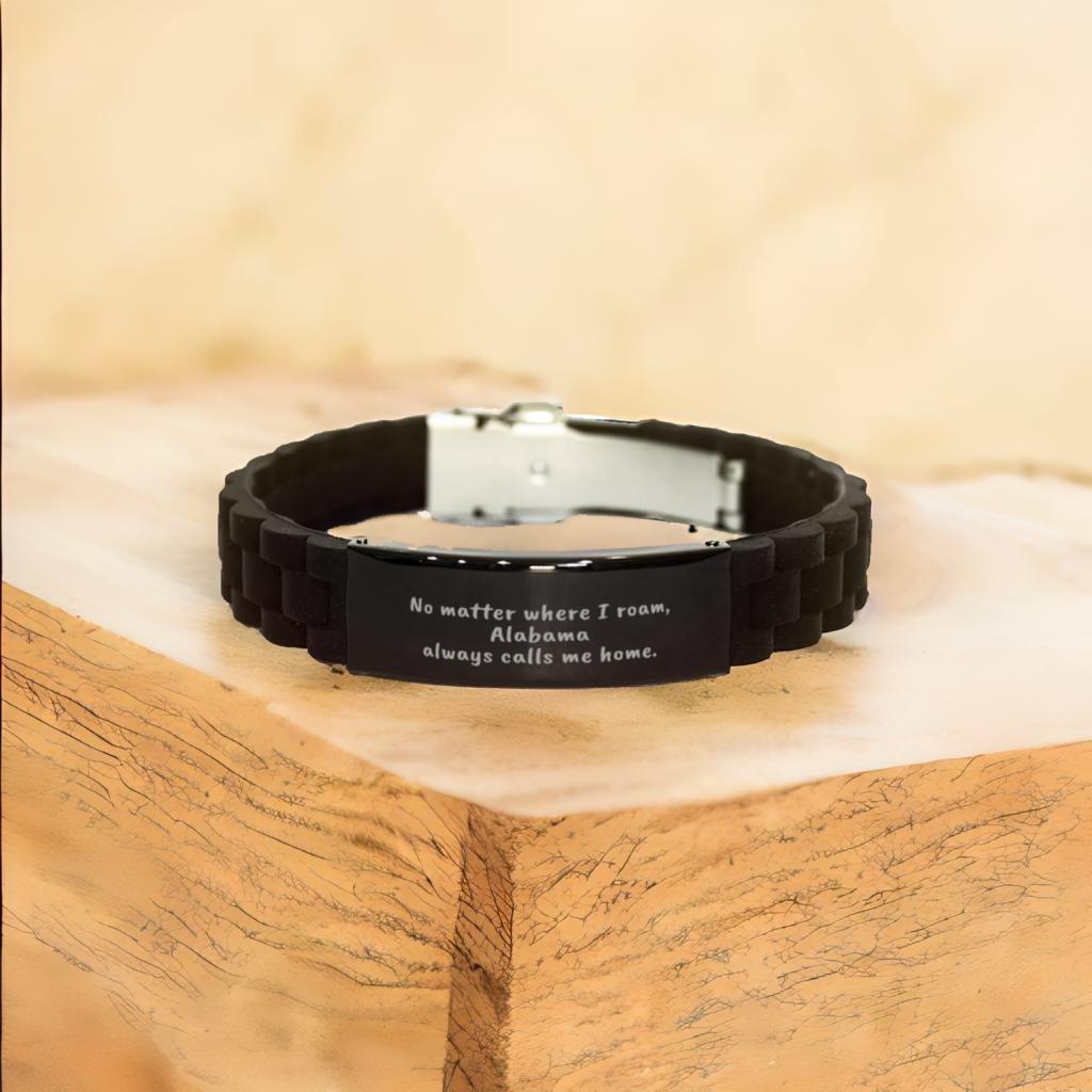 Alabama Always Calls Me Home Gifts, Amazing Alabama Birthday, Christmas Black Glidelock Clasp Bracelet For People from Alabama, Men, Women, Friends - Mallard Moon Gift Shop
