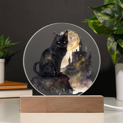 All Hallow's Cat: Black Silhouette Acrylic Decor - Mallard Moon Gift Shop