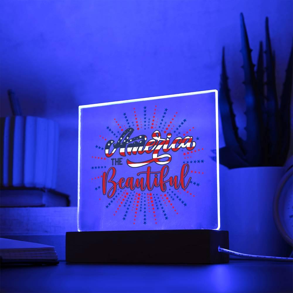 America the Beautiful Patriotic Acrylic Plaque - Mallard Moon Gift Shop